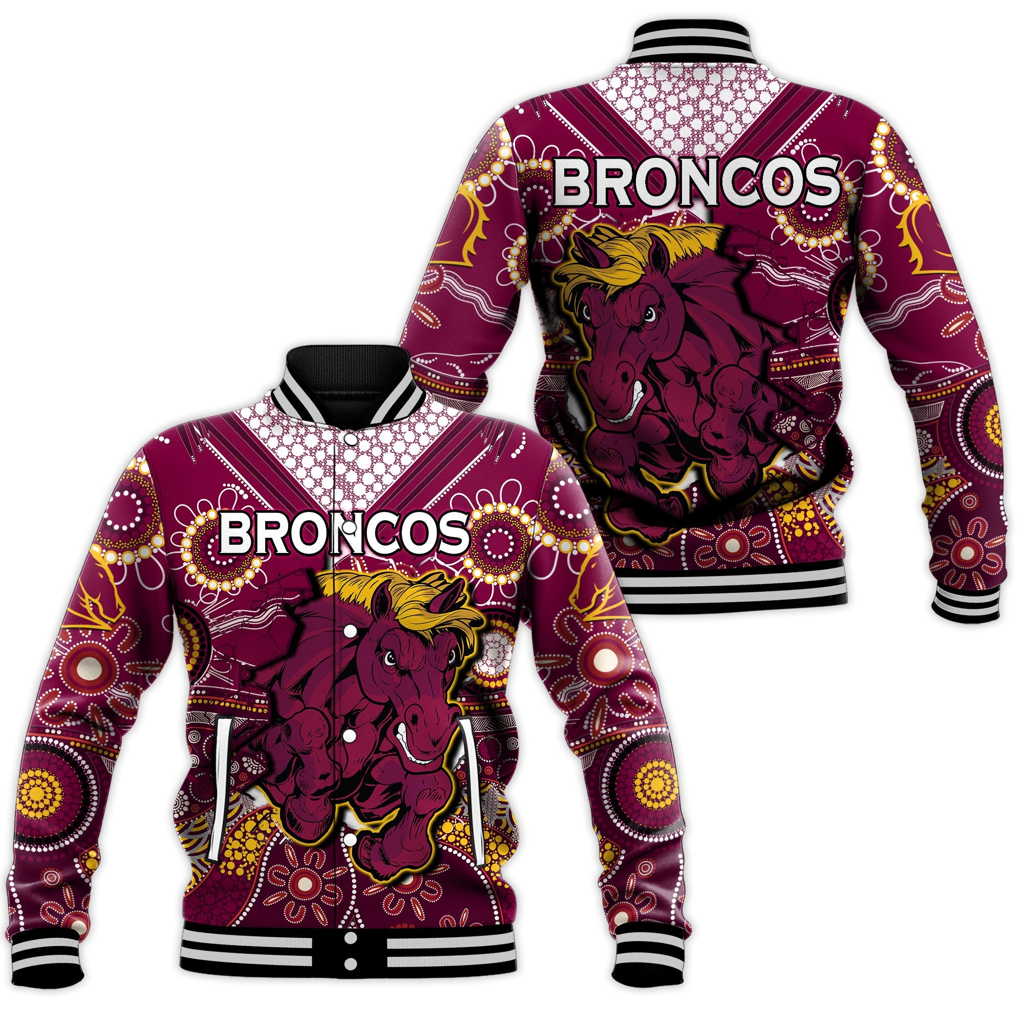 broncos-rugby-baseball-jacket-indigenous-pattern-artsy-ver01