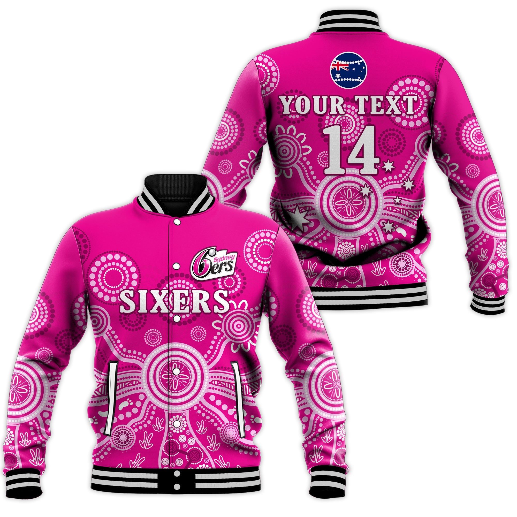 custom-text-and-number-sydney-sixers-baseball-jacket-cricket-indigenous-australian-art-ver02