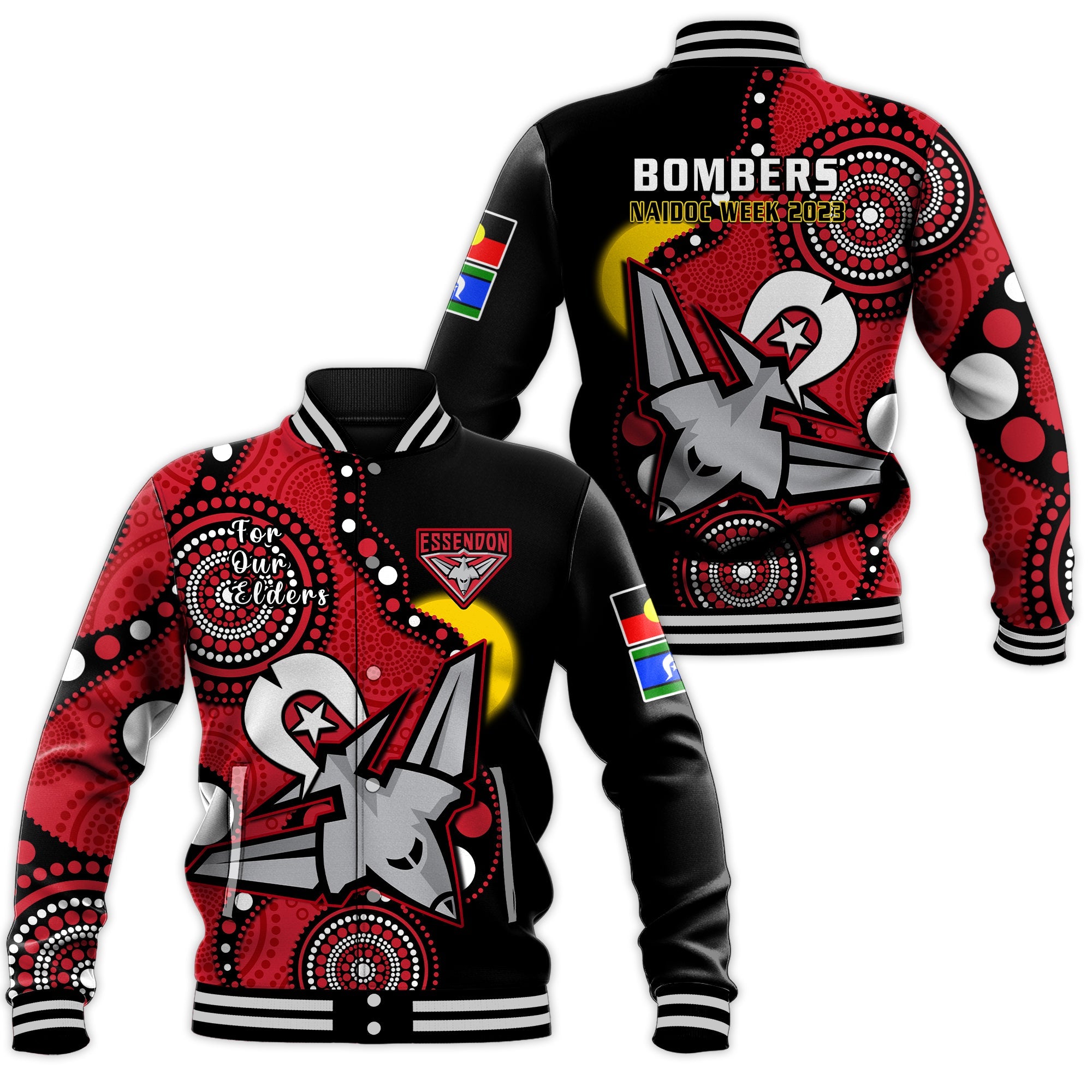 essendon-football-naidoc-2023-baseball-jacket-bombers-for-our-elders-indigenous-art