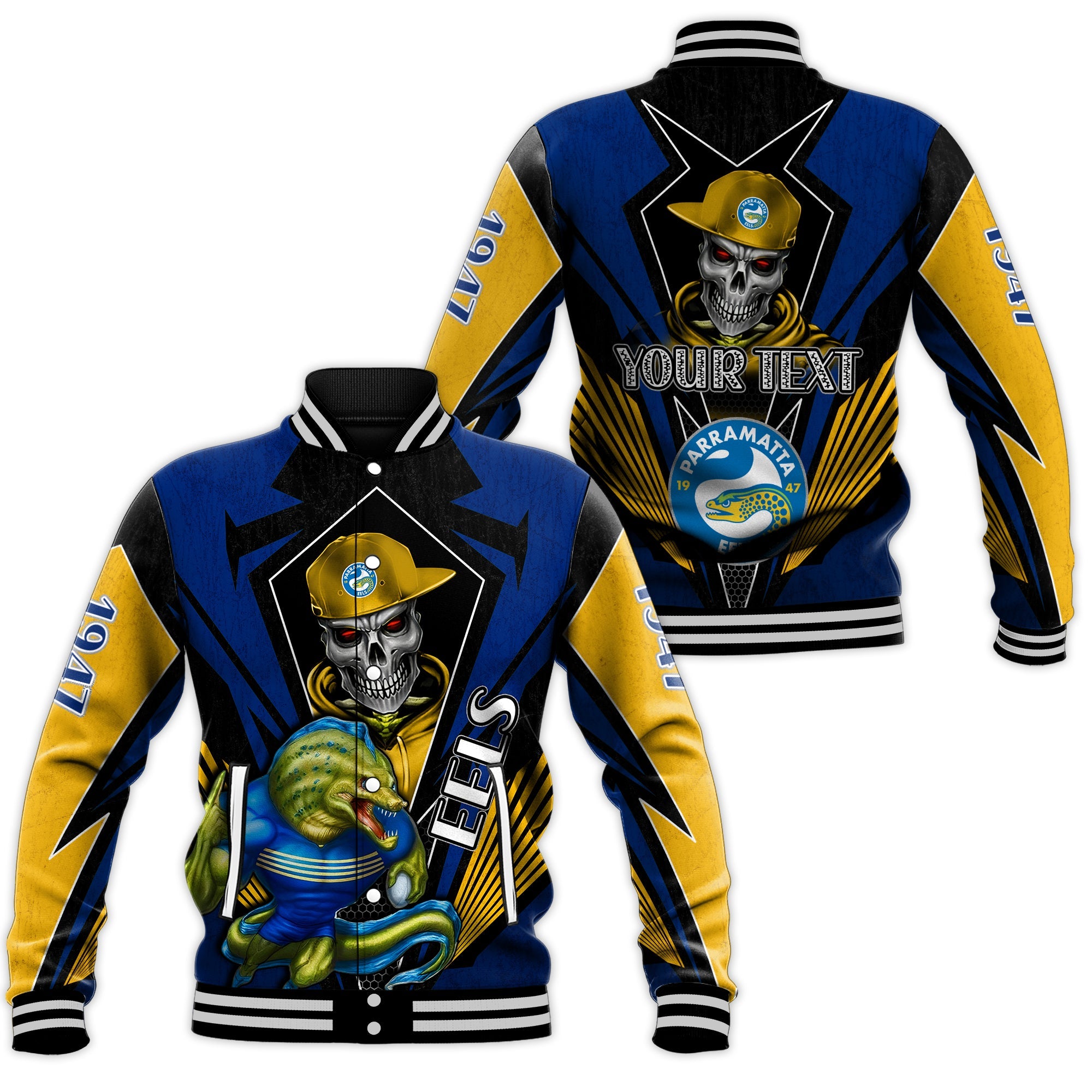 custom-personalised-eels-rugby-baseball-jacket-mascot-parramatta-since-1947-cool-skull