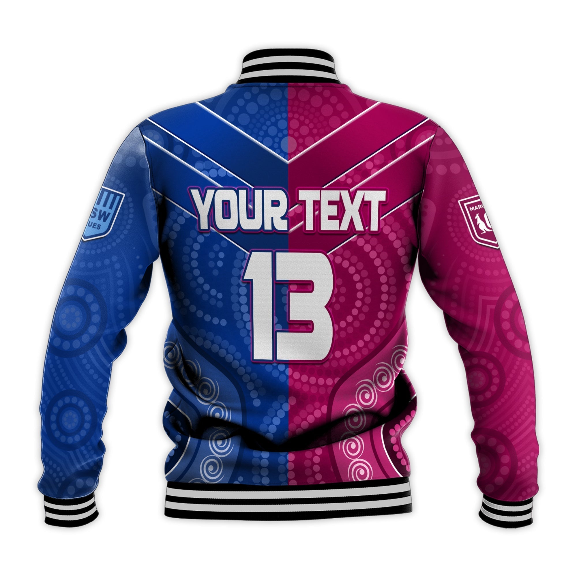 custom-text-and-number-blues-and-maroons-rugby-baseball-jacket-origin-nsw-combine-queensland-aboriginal-australian-lt13