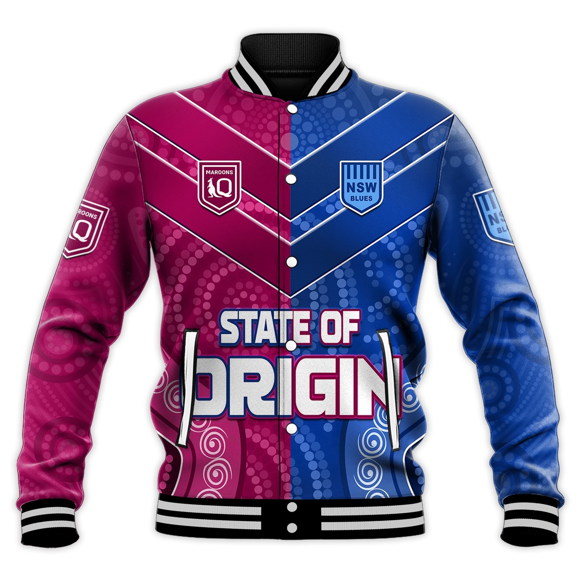 custom-text-and-number-blues-and-maroons-rugby-baseball-jacket-origin-nsw-combine-queensland-aboriginal-australian-lt13