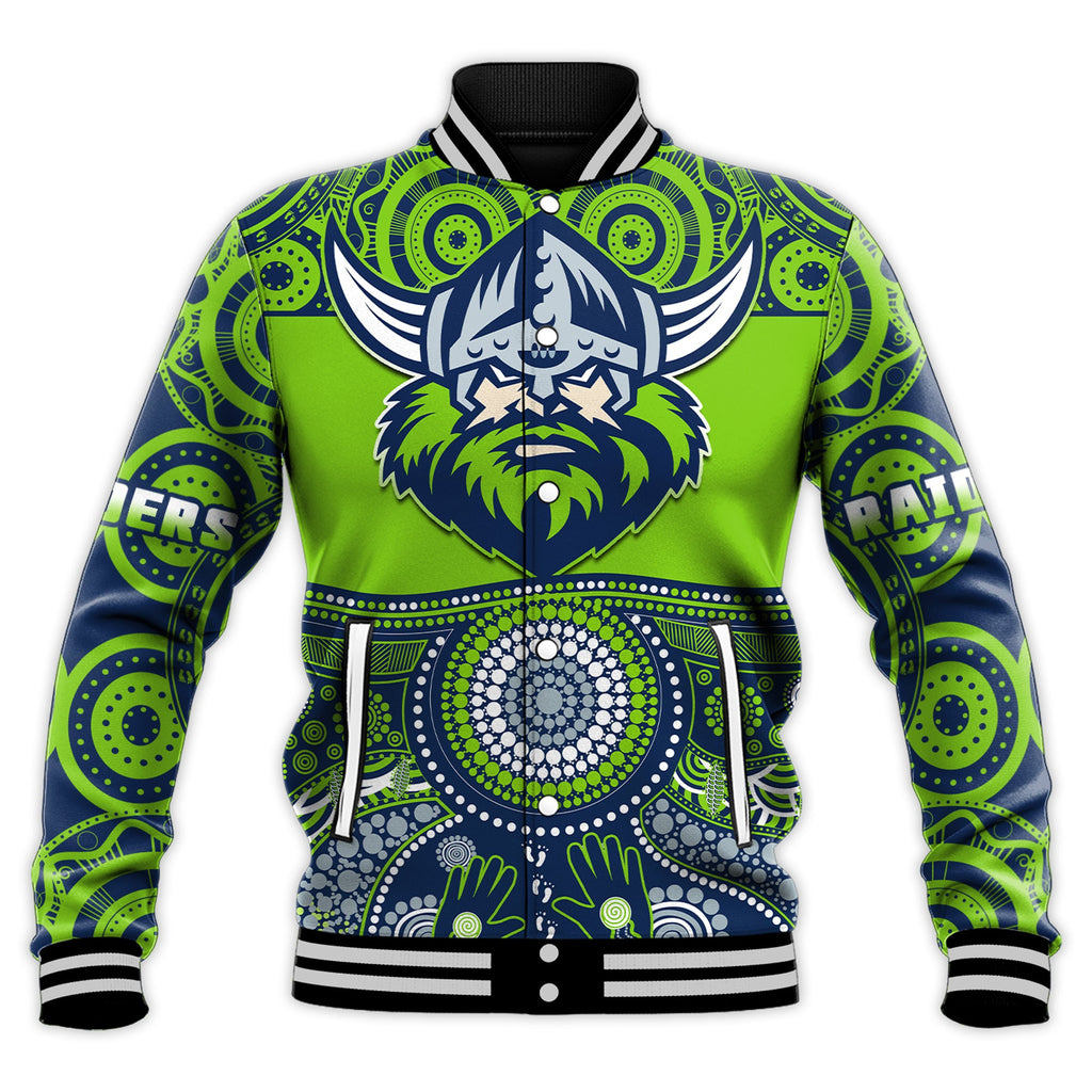 custom-text-and-number-raiders-rugby-baseball-jacket-aboriginal-pattern