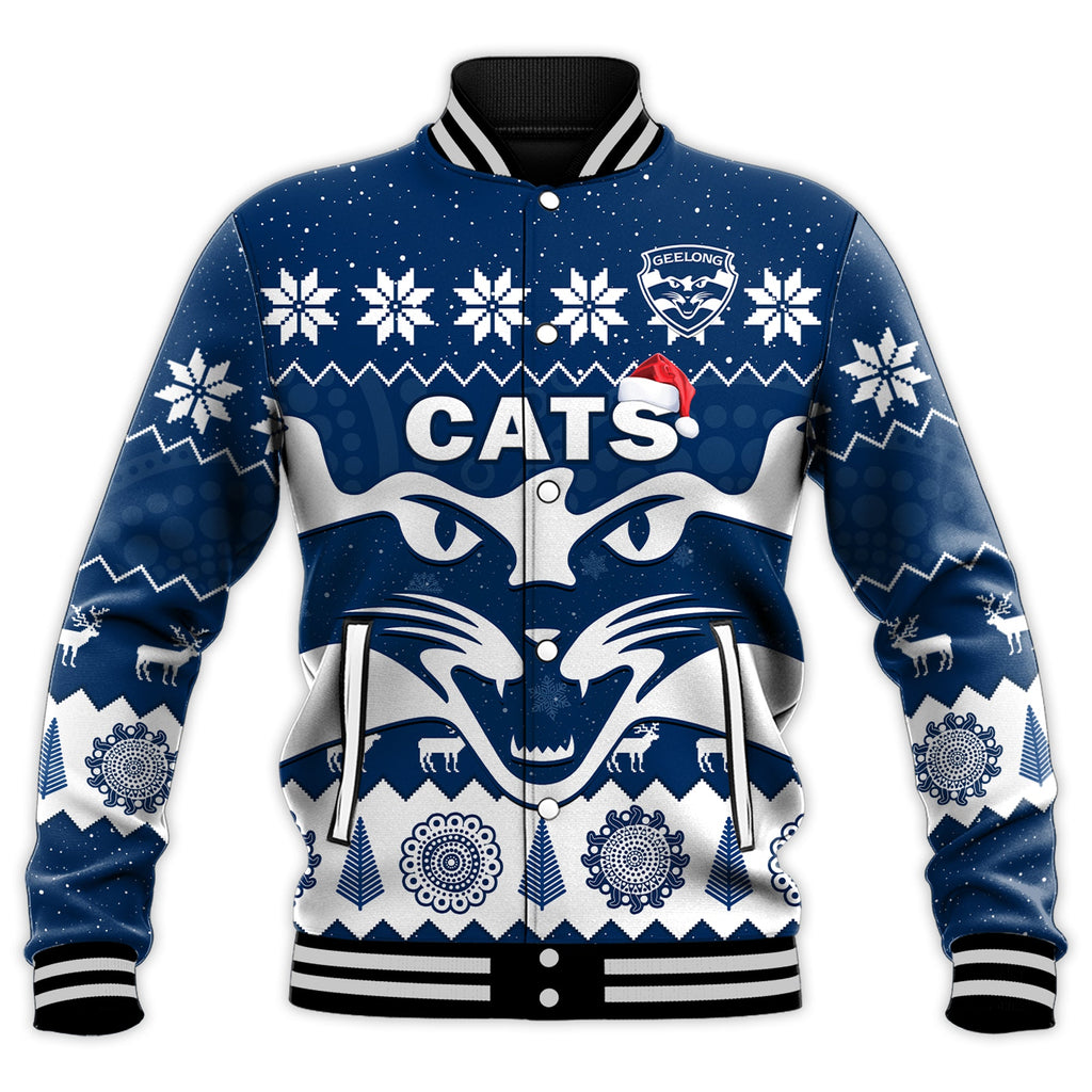 cats-football-christmas-baseball-jacket-geelong-aboriginal-painting