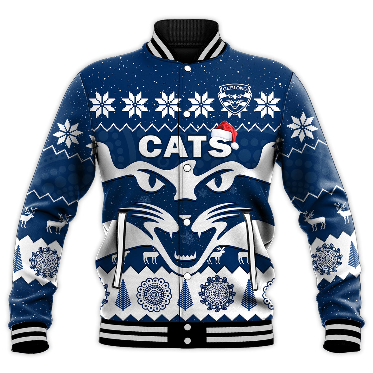 cats-football-christmas-baseball-jacket-geelong-aboriginal-painting