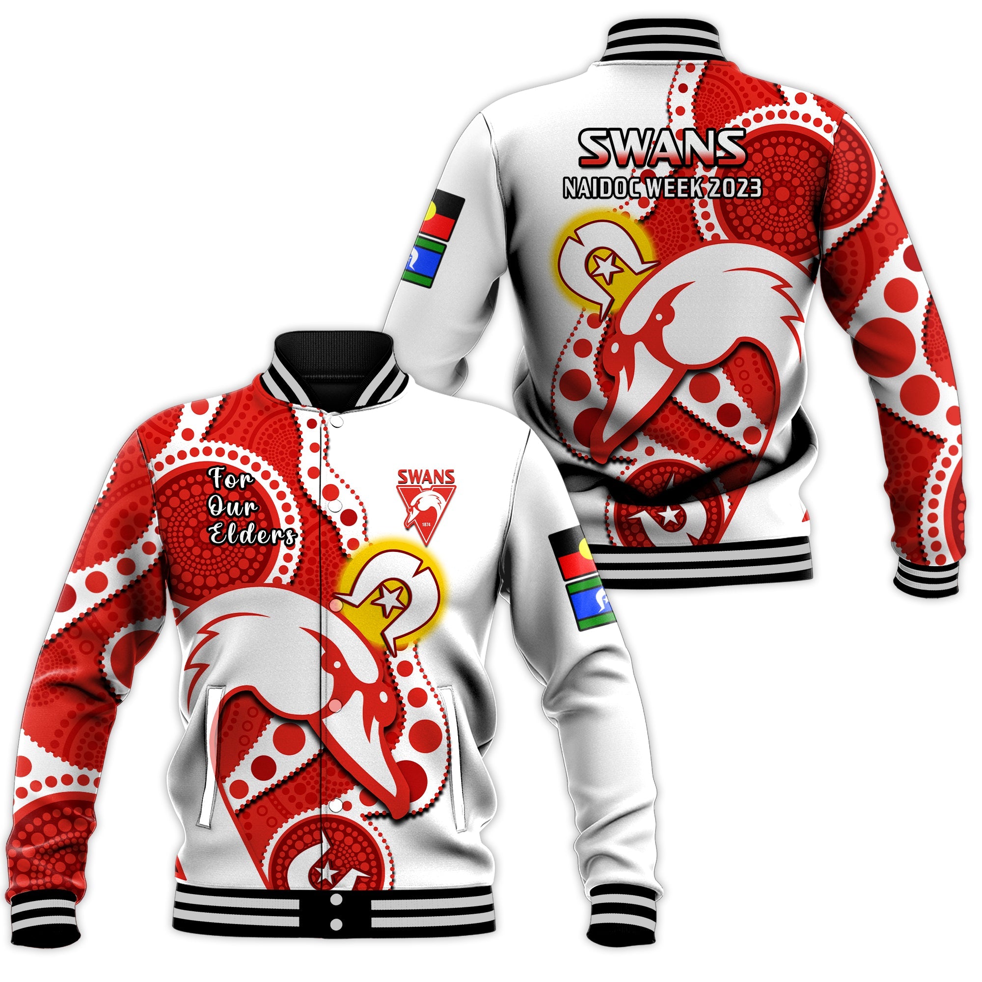 swans-football-naidoc-2023-baseball-jacket-sydney-for-our-elders-indigenous-art
