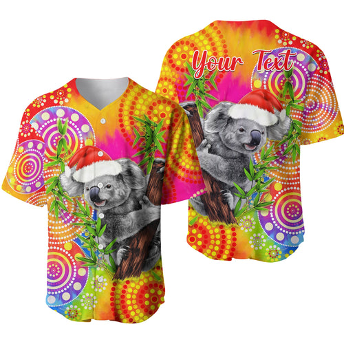 custom-personalised-australia-koala-aboriginal-baseball-jersey-rainbow-tie-dye-merry-christmas-ver01