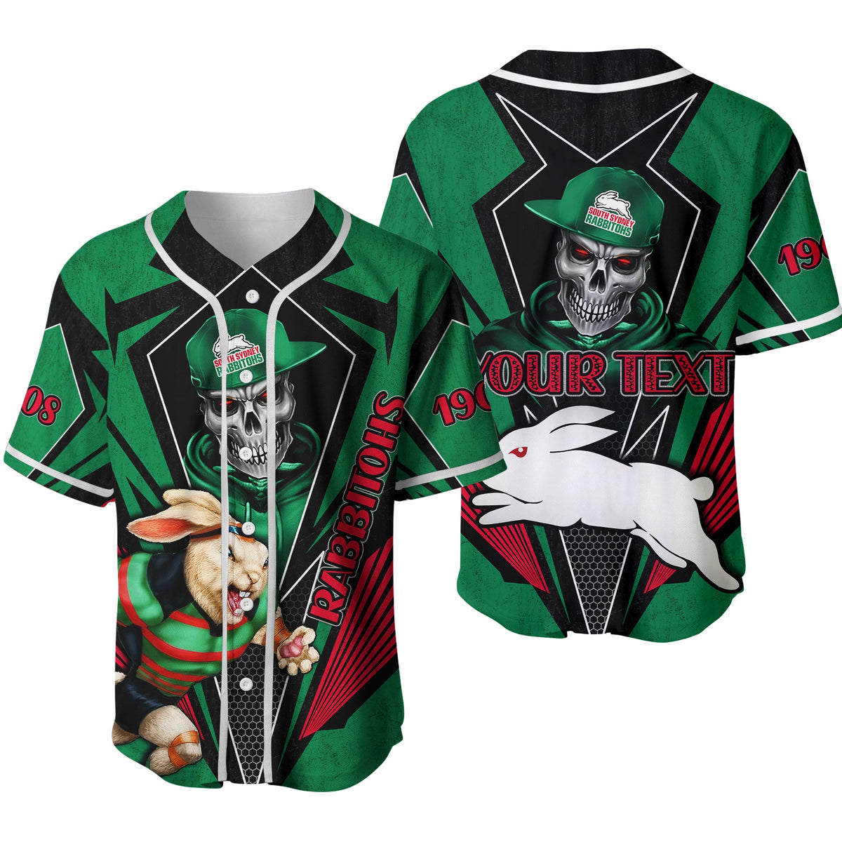 custom-personalised-rabbitohs-rugby-baseball-jersey-mascot-south-sydney-since-1908-cool-skull-ver02