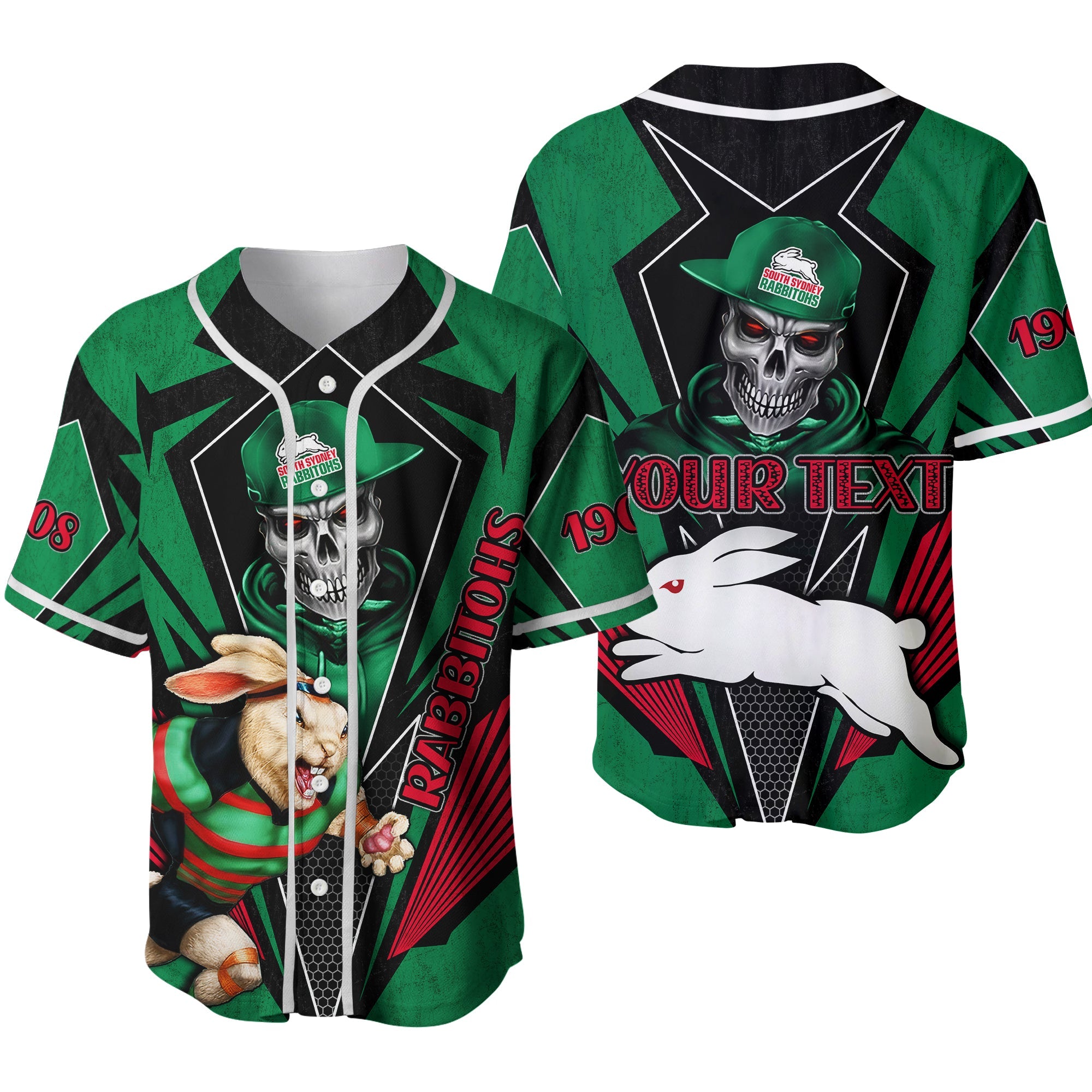 custom-personalised-rabbitohs-rugby-baseball-jersey-mascot-south-sydney-since-1908-cool-skull-ver02