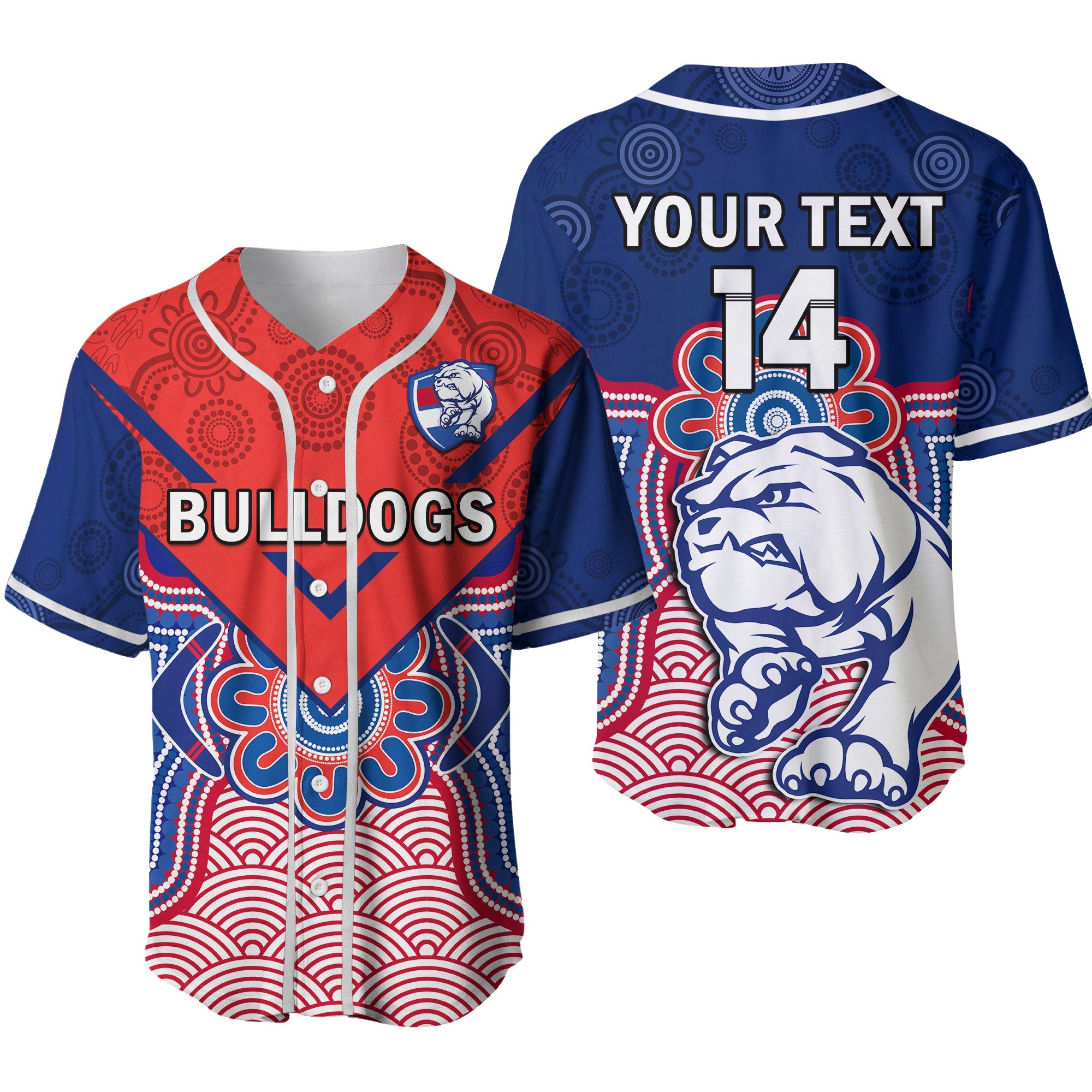 custom-text-and-number-bulldogs-football-baseball-jersey-western-doggies-aboriginal-art-ver02