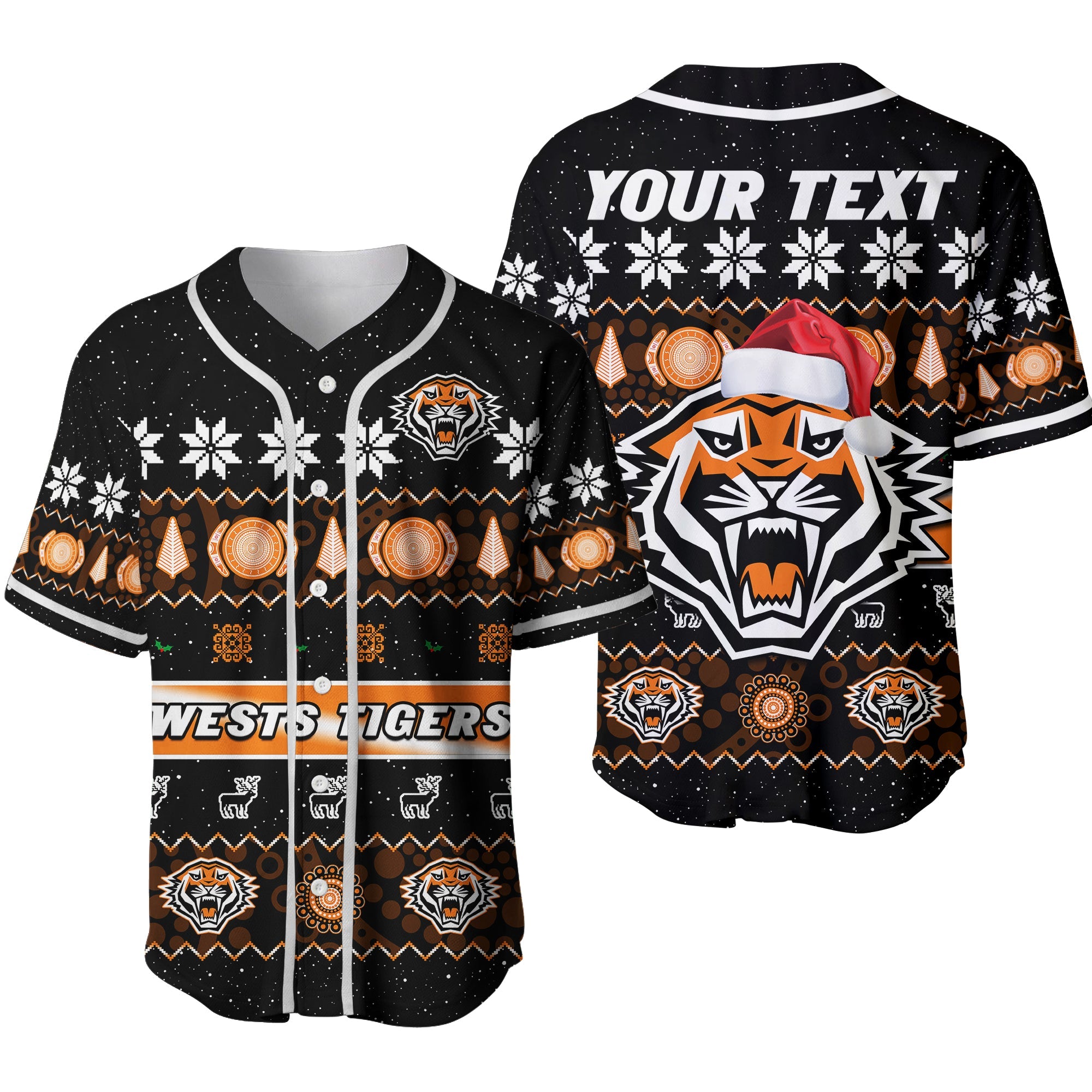 custom-personalised-wests-tigers-christmas-baseball-jersey-aboriginal-art-merry-xmas-ver02