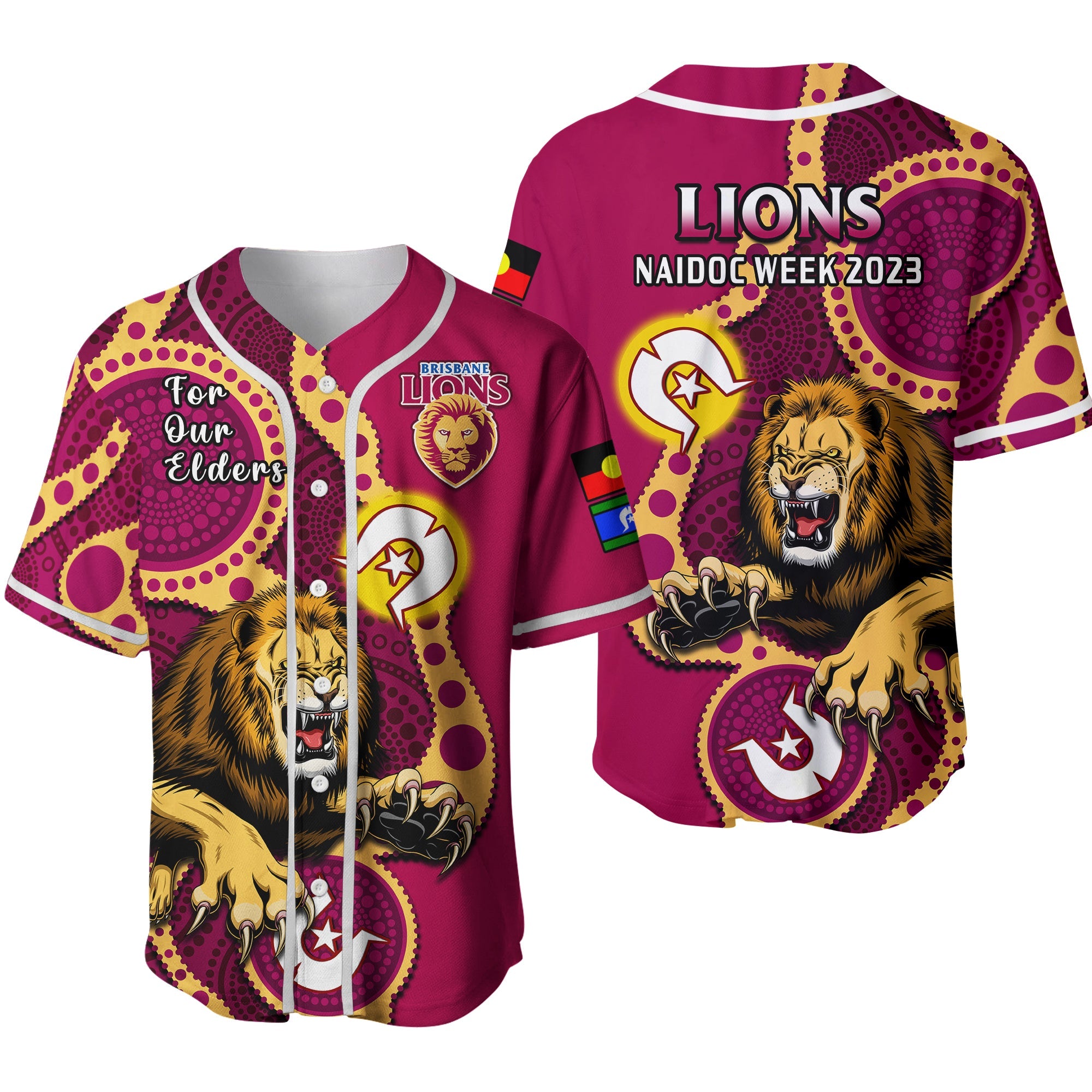 brisbane-lions-football-naidoc-2023-baseball-jersey-for-our-elders-indigenous-art-ver02