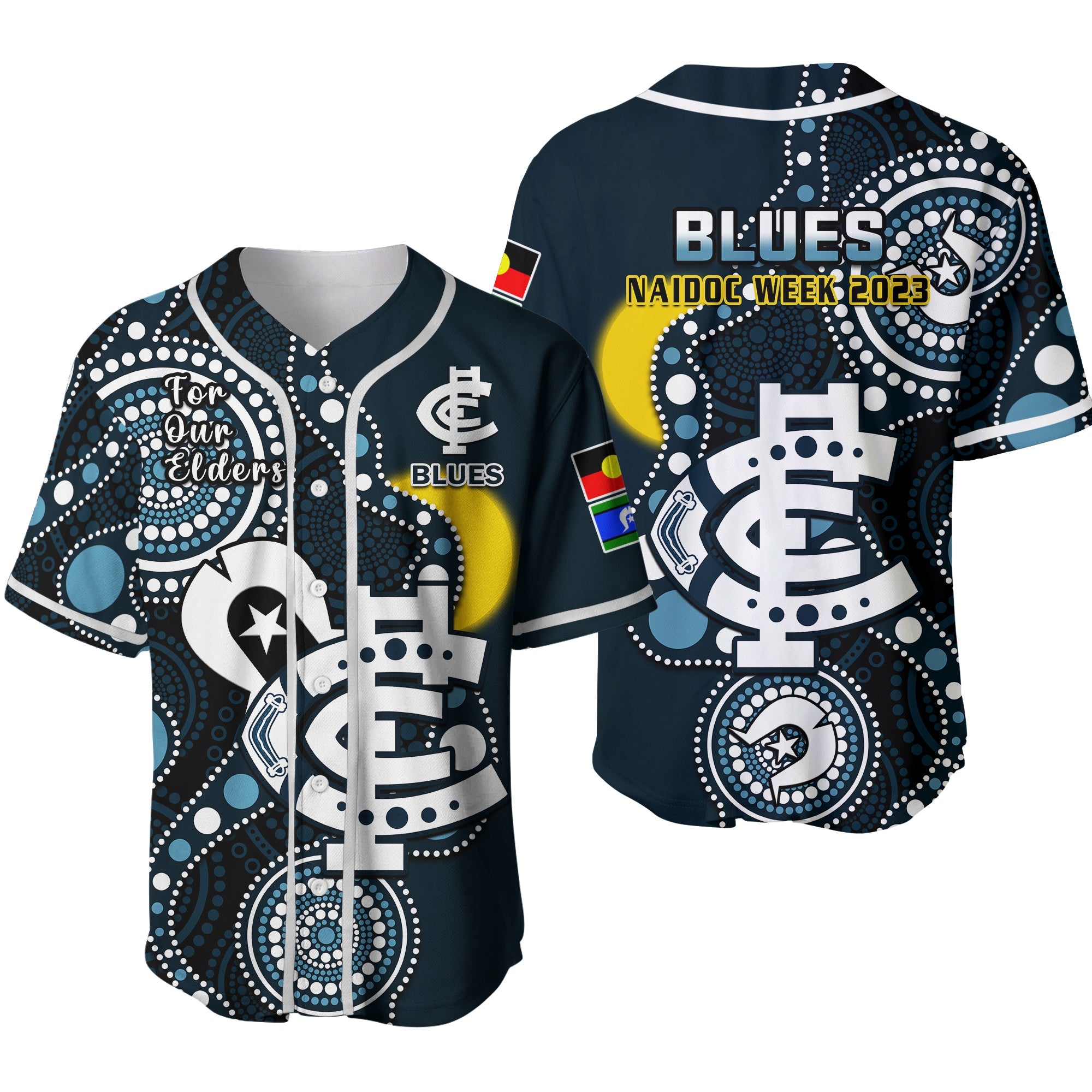 carlton-football-naidoc-2023-baseball-jersey-blues-for-our-elders-indigenous-art-ver02