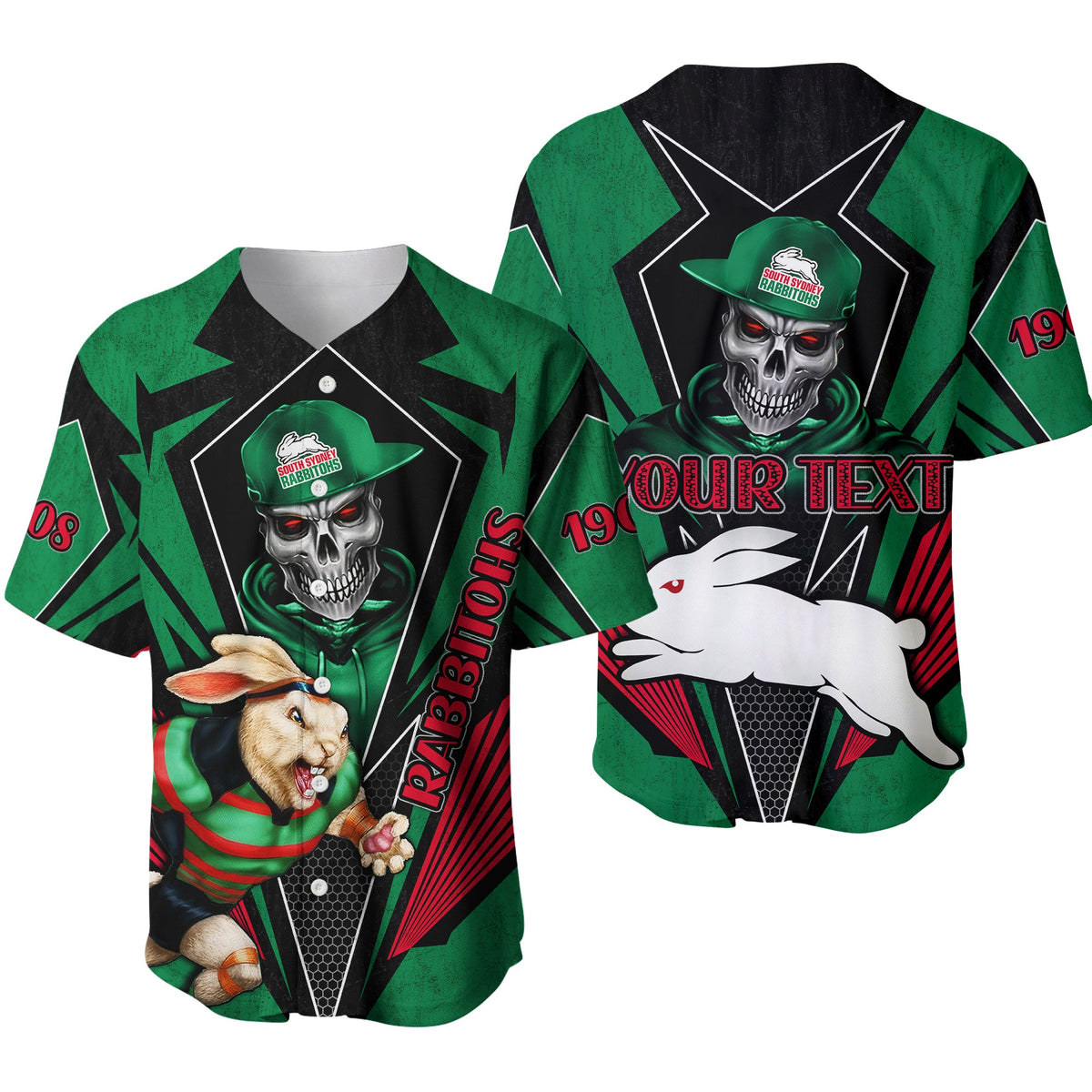 custom-personalised-rabbitohs-rugby-baseball-jersey-mascot-south-sydney-since-1908-cool-skull-ver01