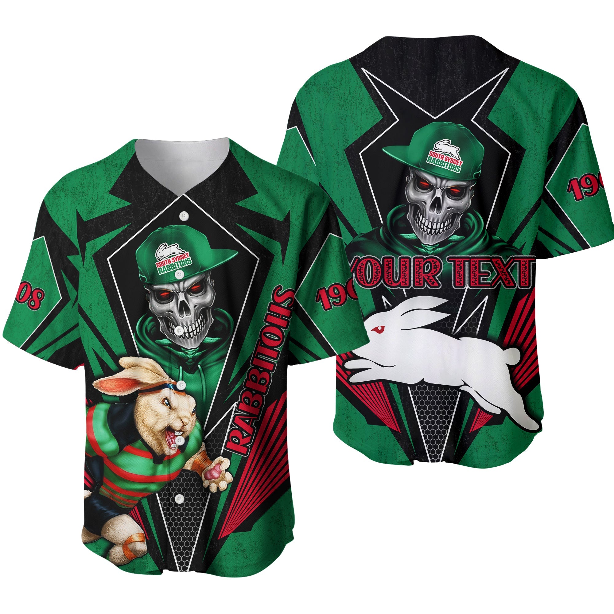 custom-personalised-rabbitohs-rugby-baseball-jersey-mascot-south-sydney-since-1908-cool-skull-ver01