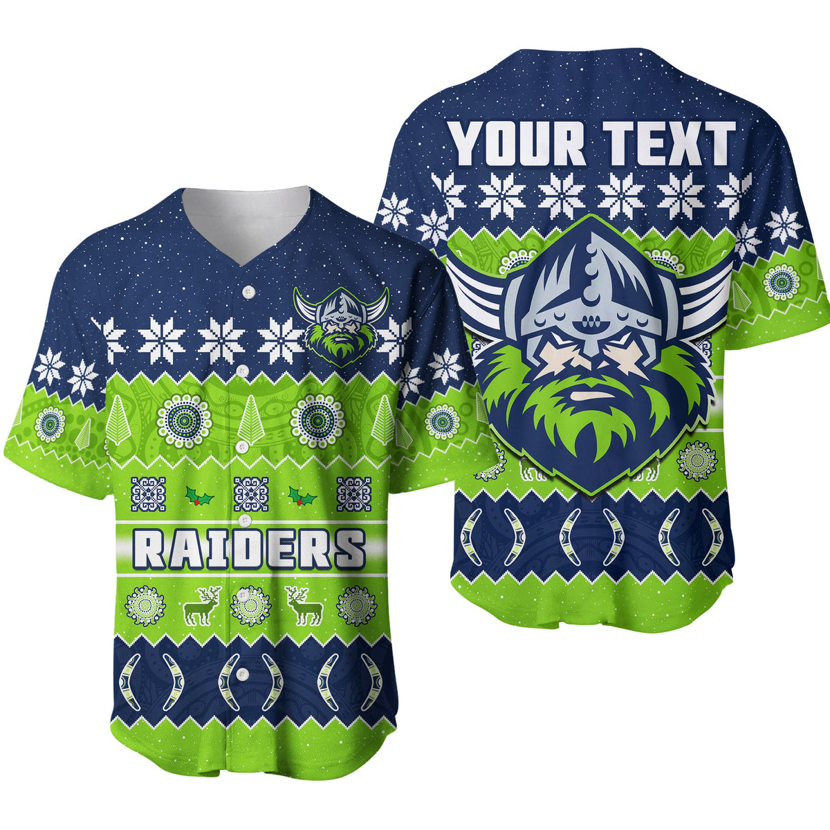 custom-personalised-raiders-christmas-baseball-jersey-the-green-machine-aboriginal-art-merry-xmas