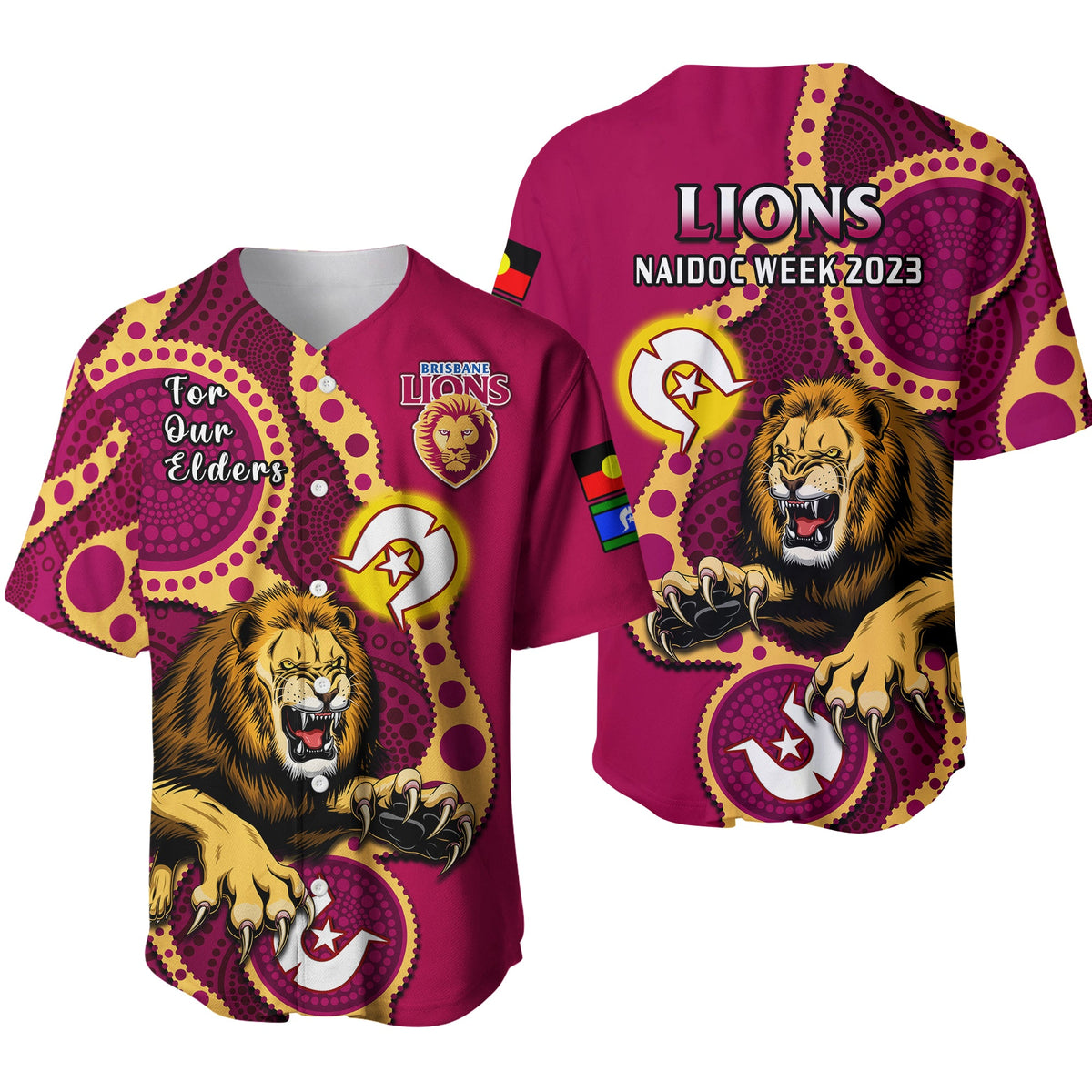 brisbane-lions-football-naidoc-2023-baseball-jersey-for-our-elders-indigenous-art-ver01