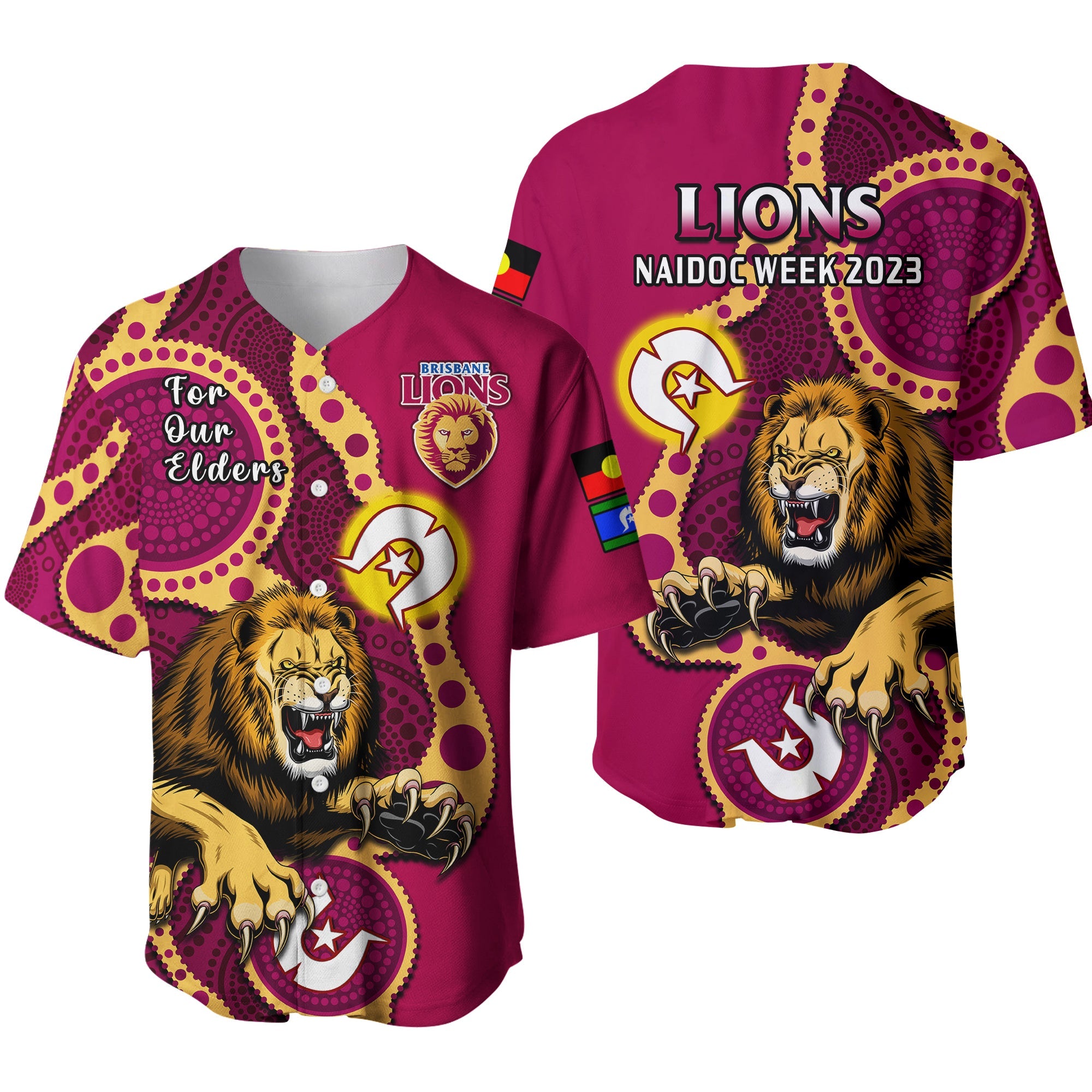 brisbane-lions-football-naidoc-2023-baseball-jersey-for-our-elders-indigenous-art-ver01