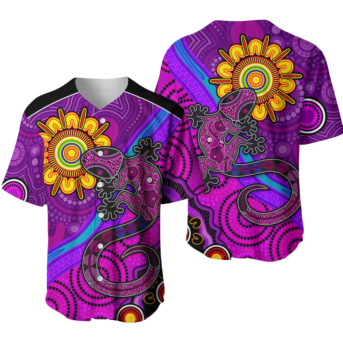 australia-lizard-and-sun-baseball-jersey-aboriginal-art-purple