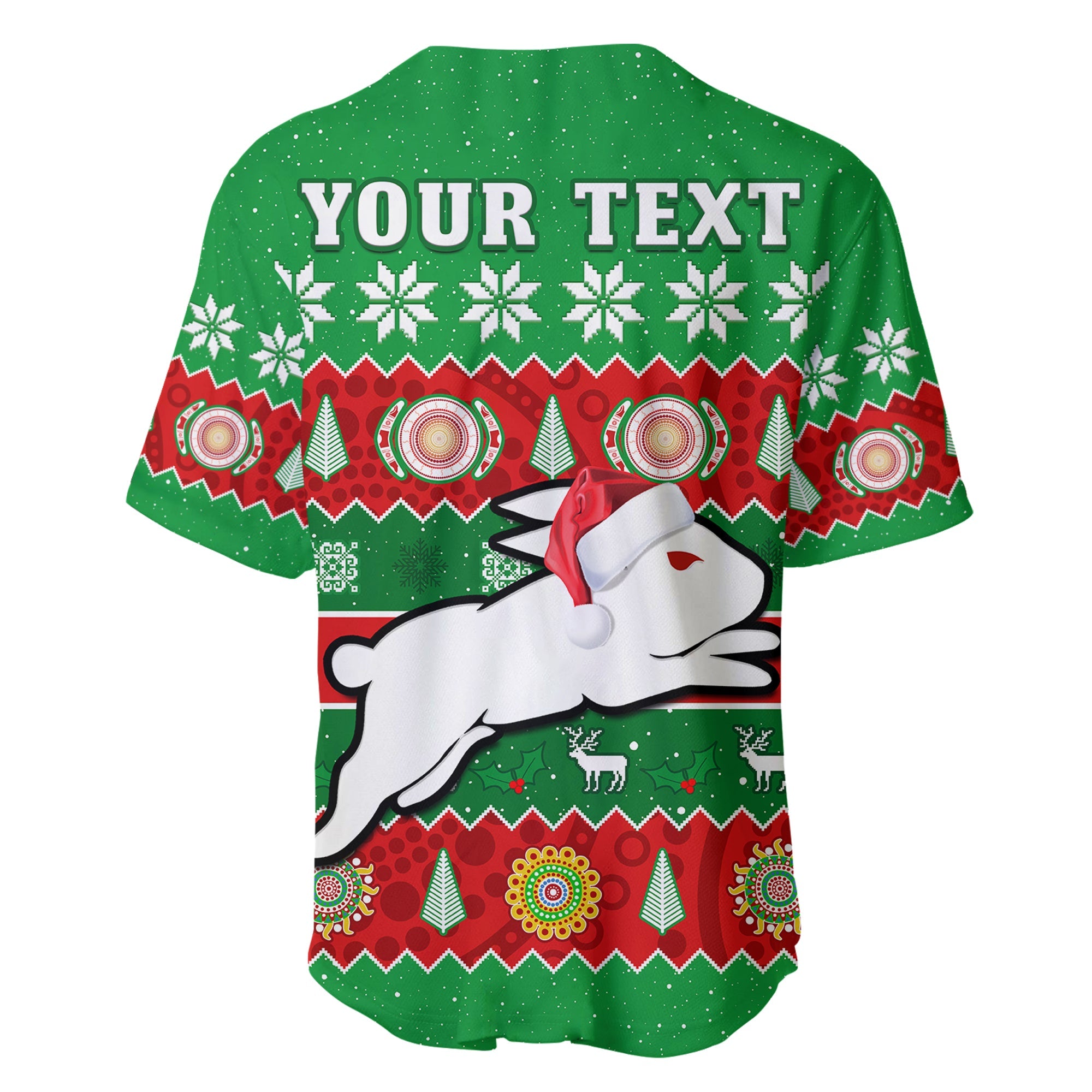 custom-personalised-rabbitohs-christmas-baseball-jersey-souths-aboriginal-art-merry-xmas