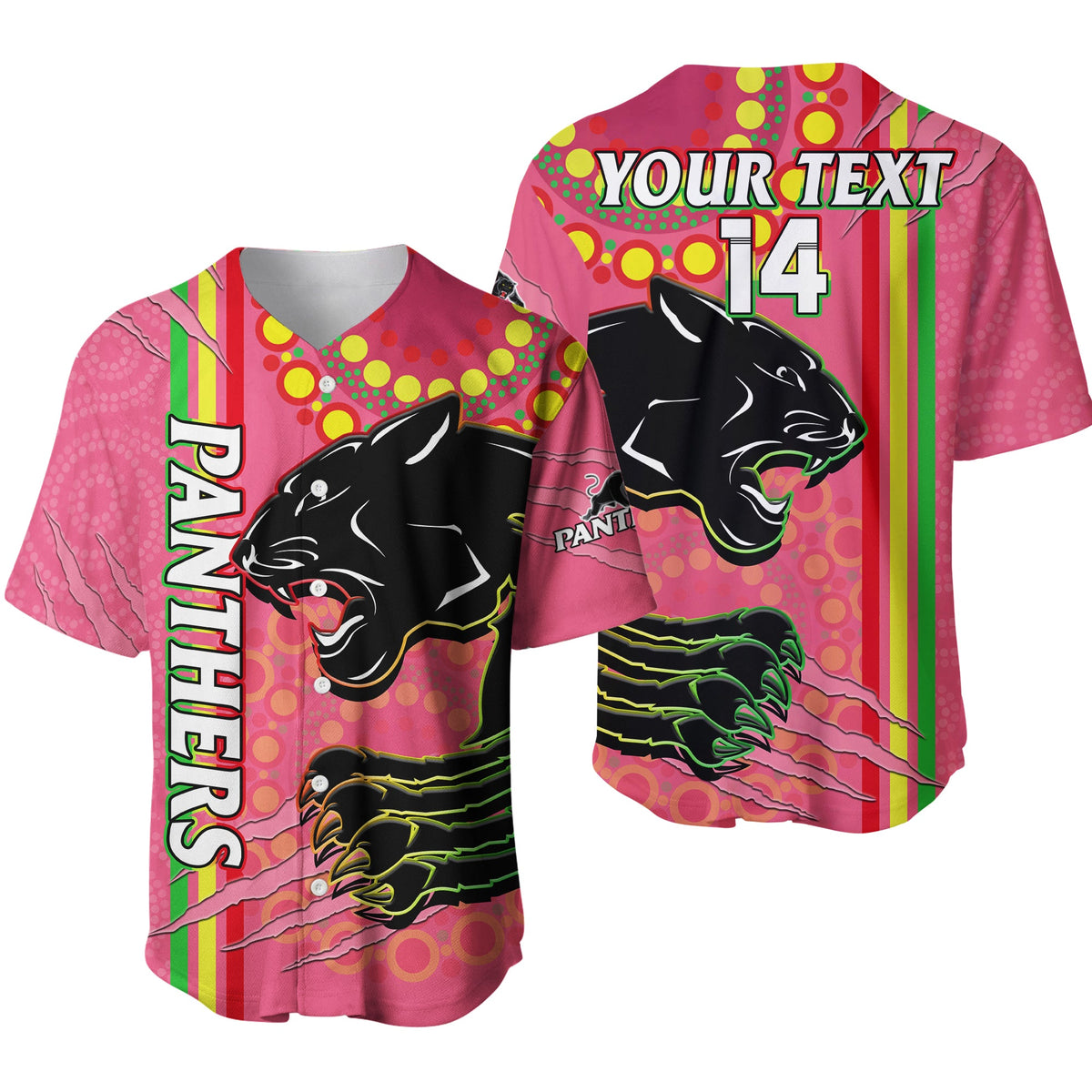 custom-text-and-number-panthers-rugby-baseball-jersey-the-mountain-men-aboriginal-art-dynamic-pink-version