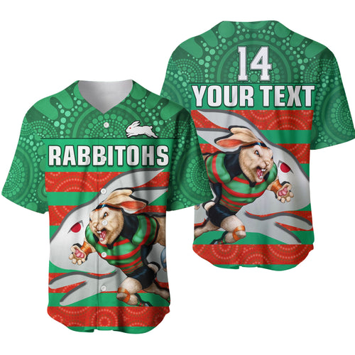 custom-text-and-number-rabbitohs-rugby-baseball-jersey-aboriginal-dot-painting-glory-glory-sporty-style