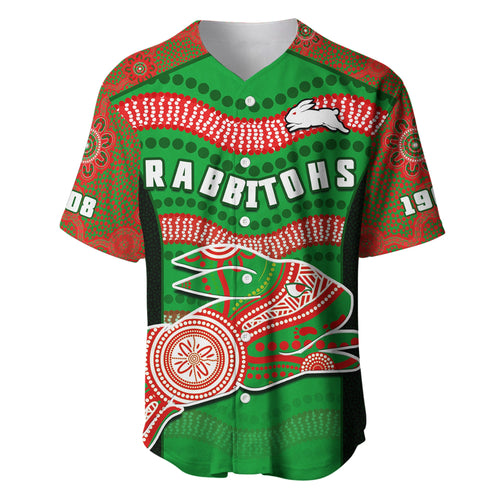 rabbitohs-rugby-baseball-jersey-souths-1908-aboriginal-dot-painting-go-bunnies