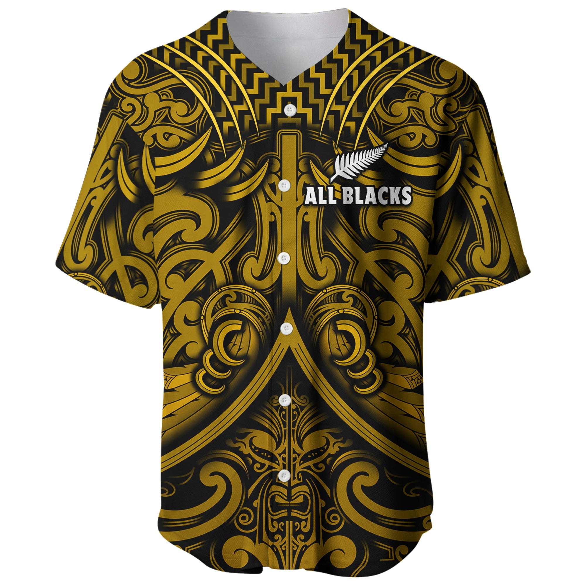 custom-text-and-number-new-zealand-silver-fern-rugby-baseball-jersey-all-black-gold-nz-maori-pattern
