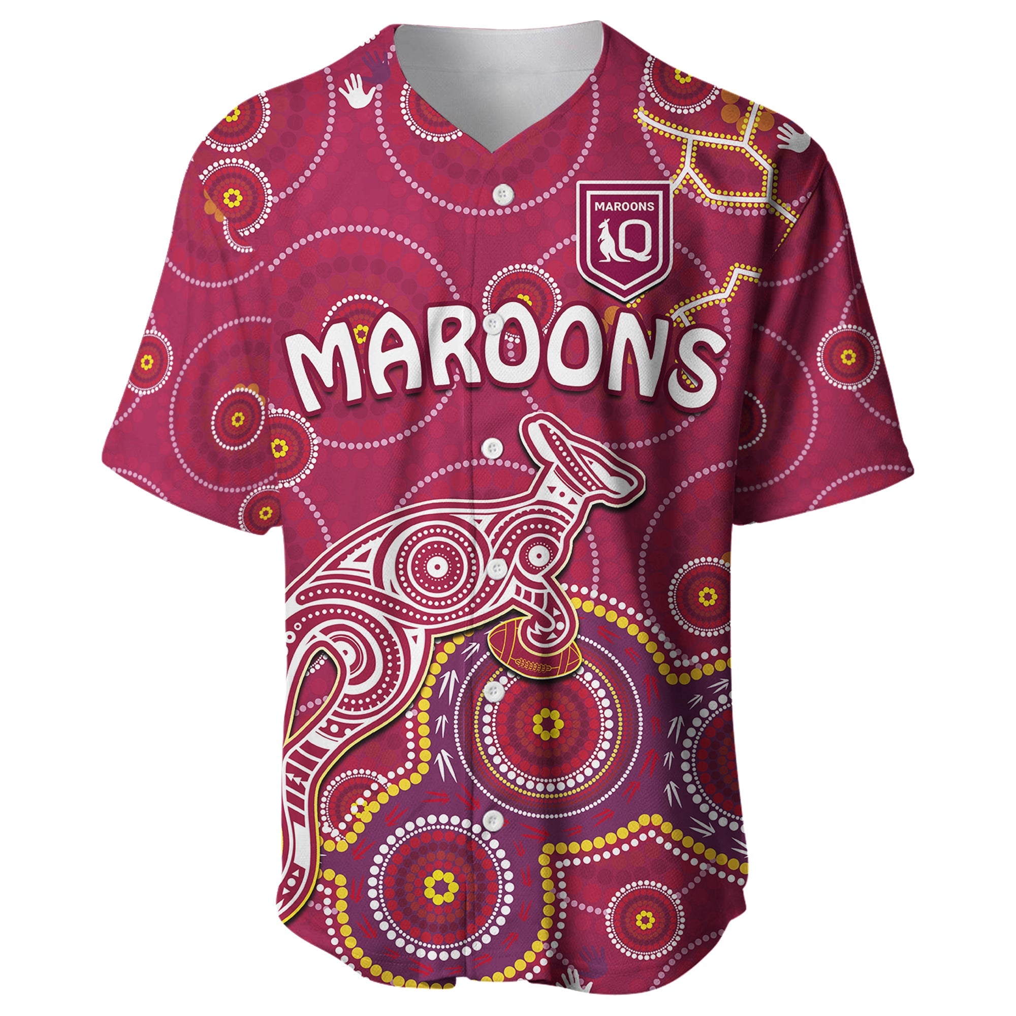 custom-text-and-number-maroons-rugby-baseball-jersey-kangaroo-indigenous-pattern-unique-version