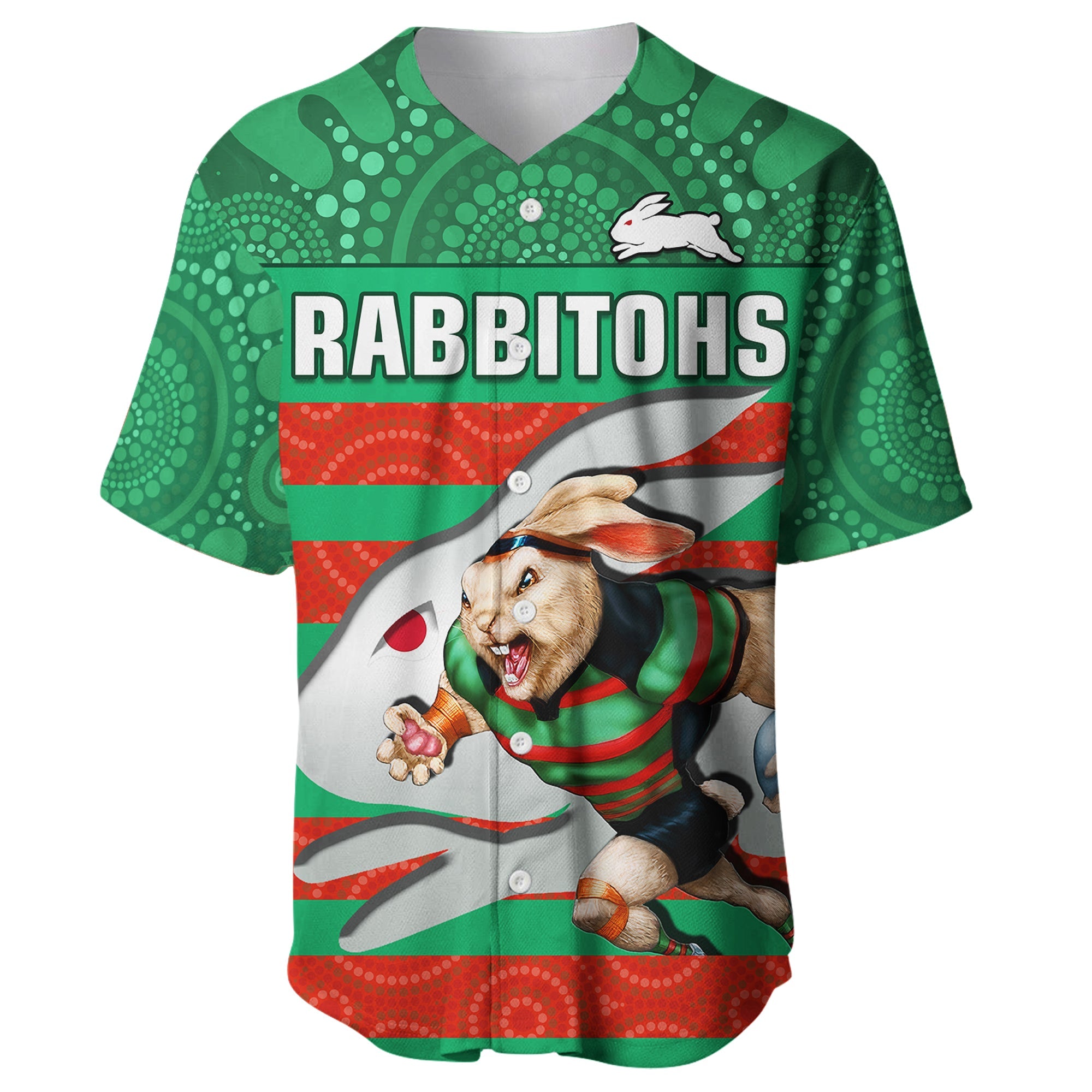 rabbitohs-rugby-baseball-jersey-aboriginal-dot-painting-glory-glory-sporty-style