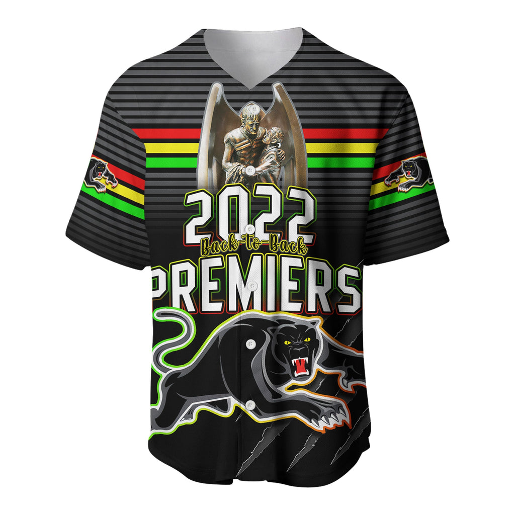 custom-text-and-number-panthers-proud-baseball-jersey-back-to-back-premiers-2022-version-black