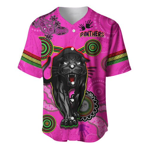 custom-text-and-number-panthers-baseball-jersey-aboriginal-with-lizard