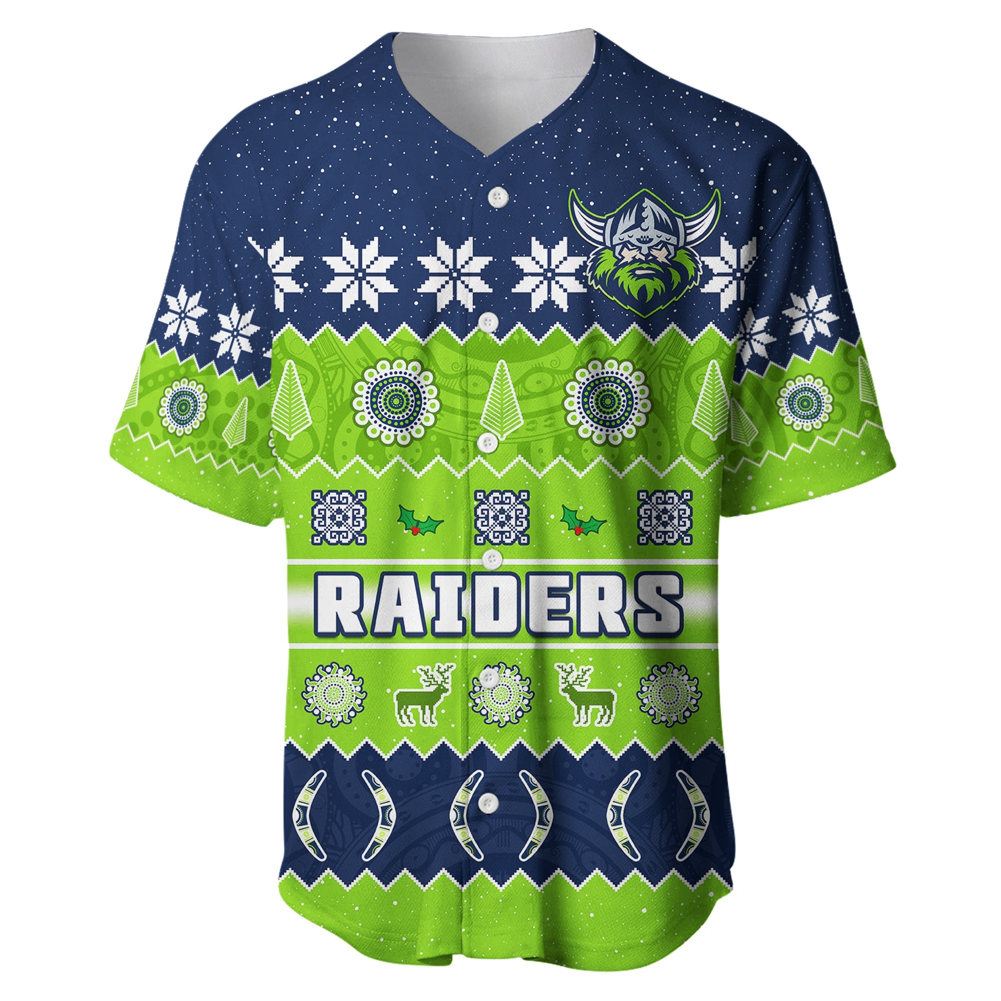 custom-personalised-raiders-christmas-baseball-jersey-the-green-machine-aboriginal-art-merry-xmas