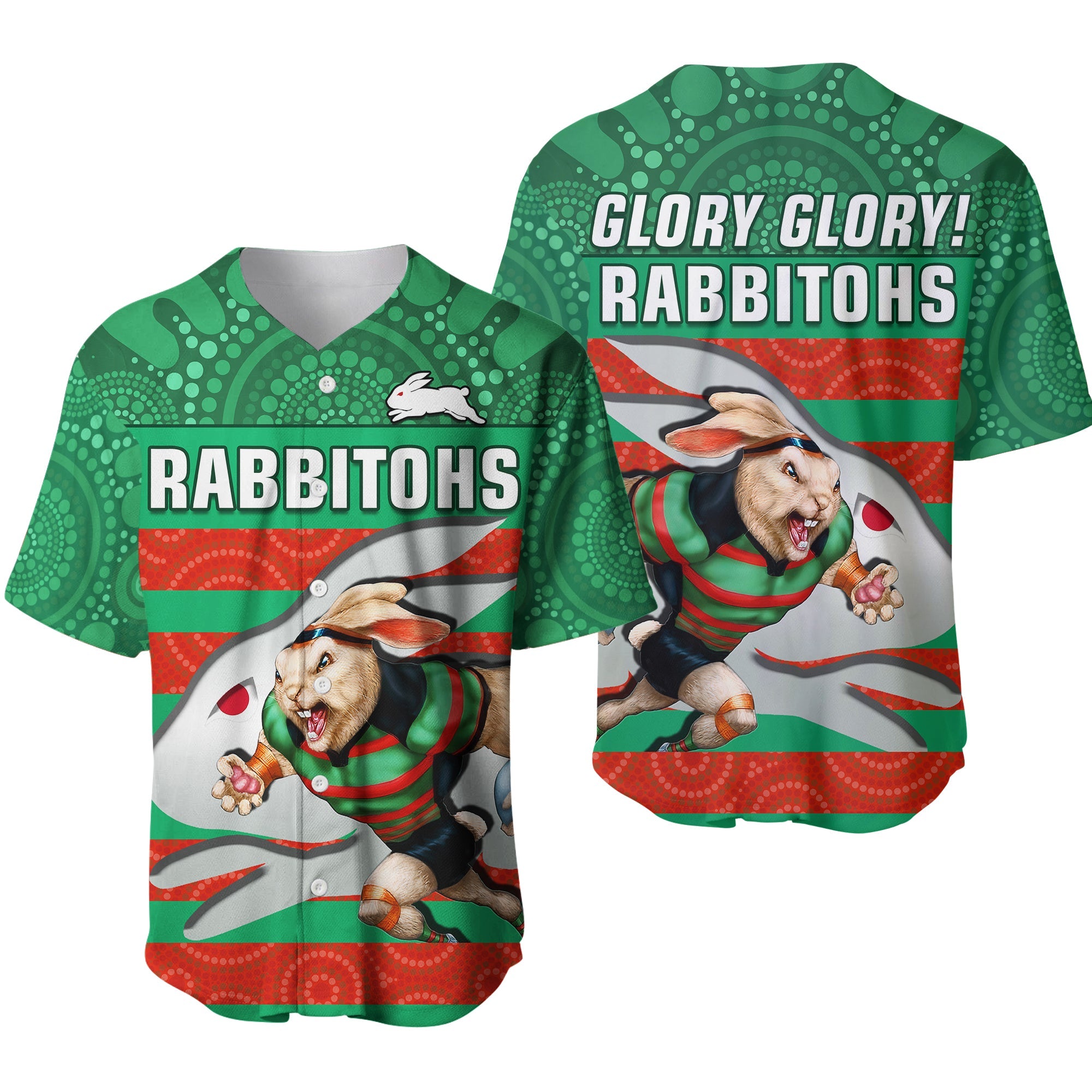 rabbitohs-rugby-baseball-jersey-aboriginal-dot-painting-glory-glory-sporty-style