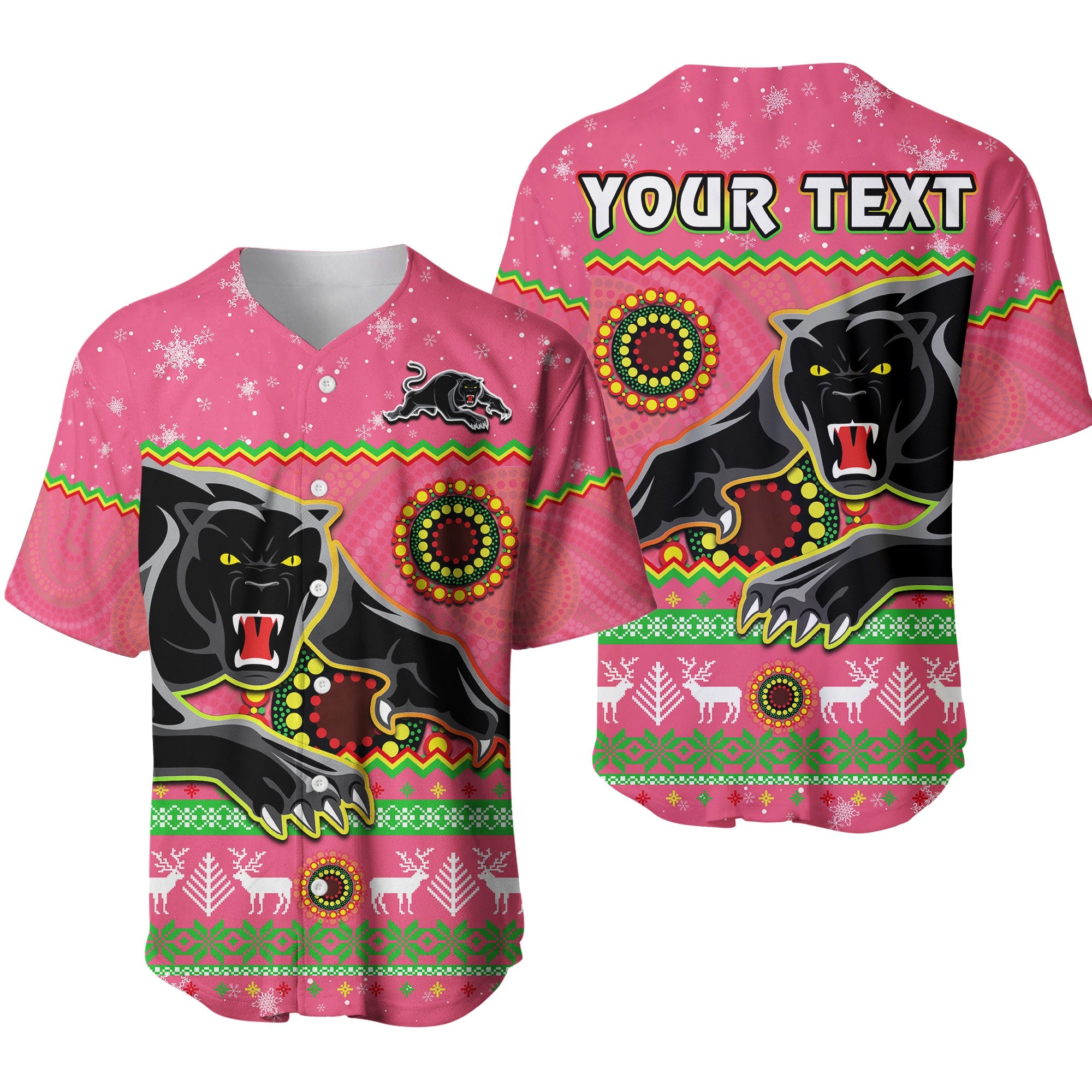 custom-personalised-panthers-christmas-baseball-jersey-aboriginal-pattern-penrith-pink-version