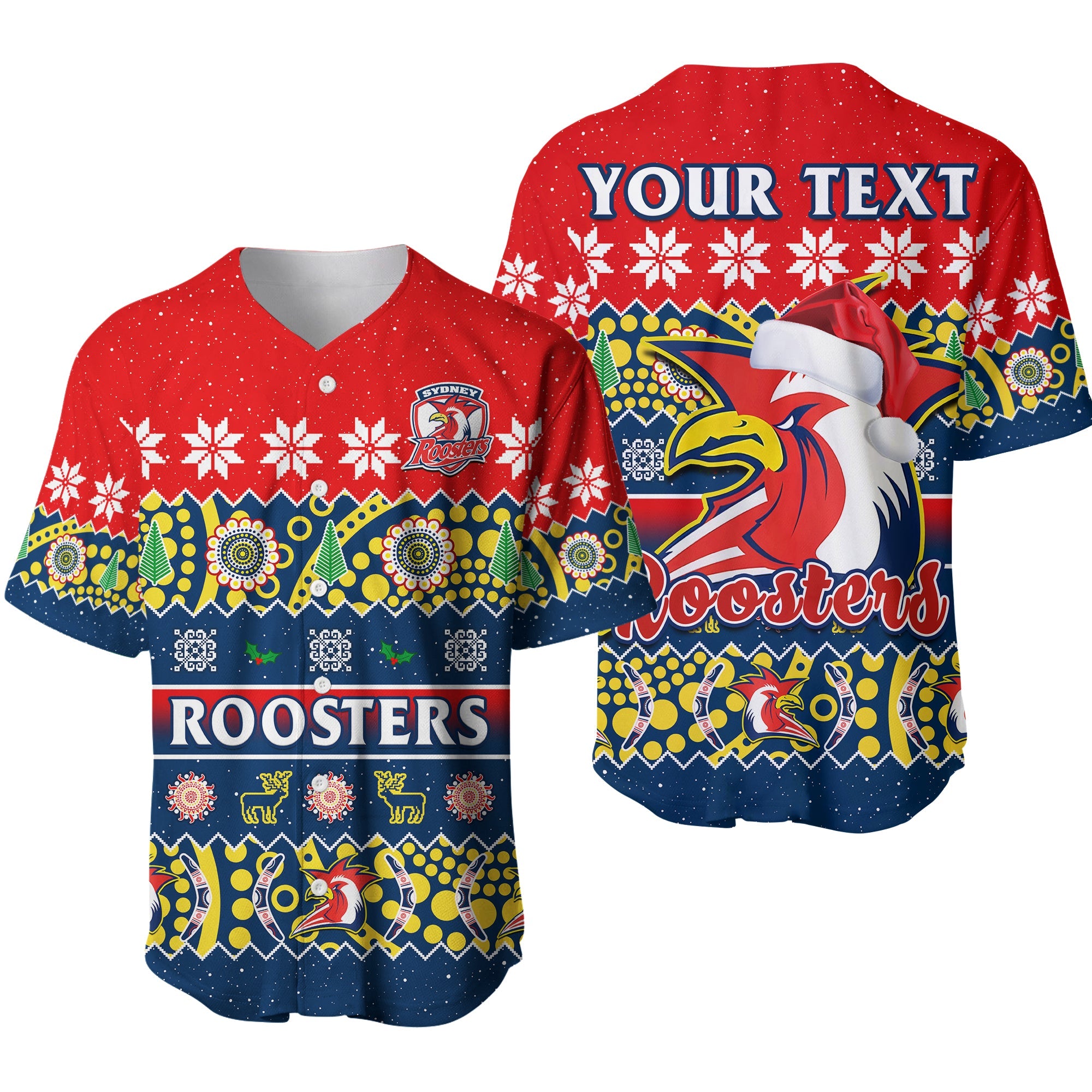 custom-personalised-sydney-roosters-christmas-baseball-jersey-easts-aboriginal-art-merry-xmas