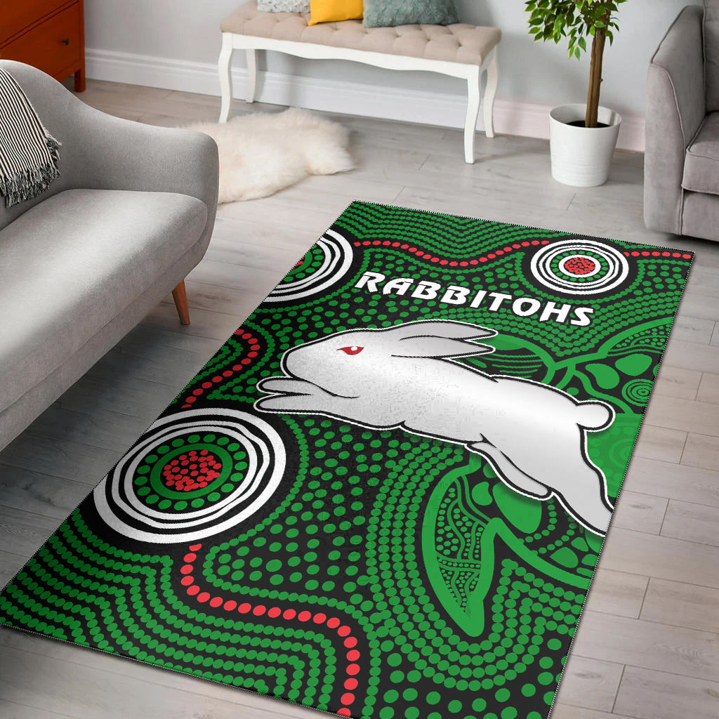rabbitohs-indigenous-area-rug-simple-green