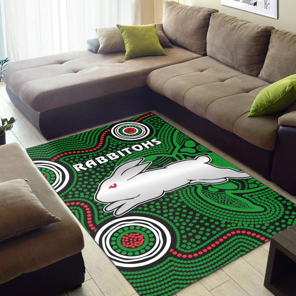 rabbitohs-indigenous-area-rug-simple-green