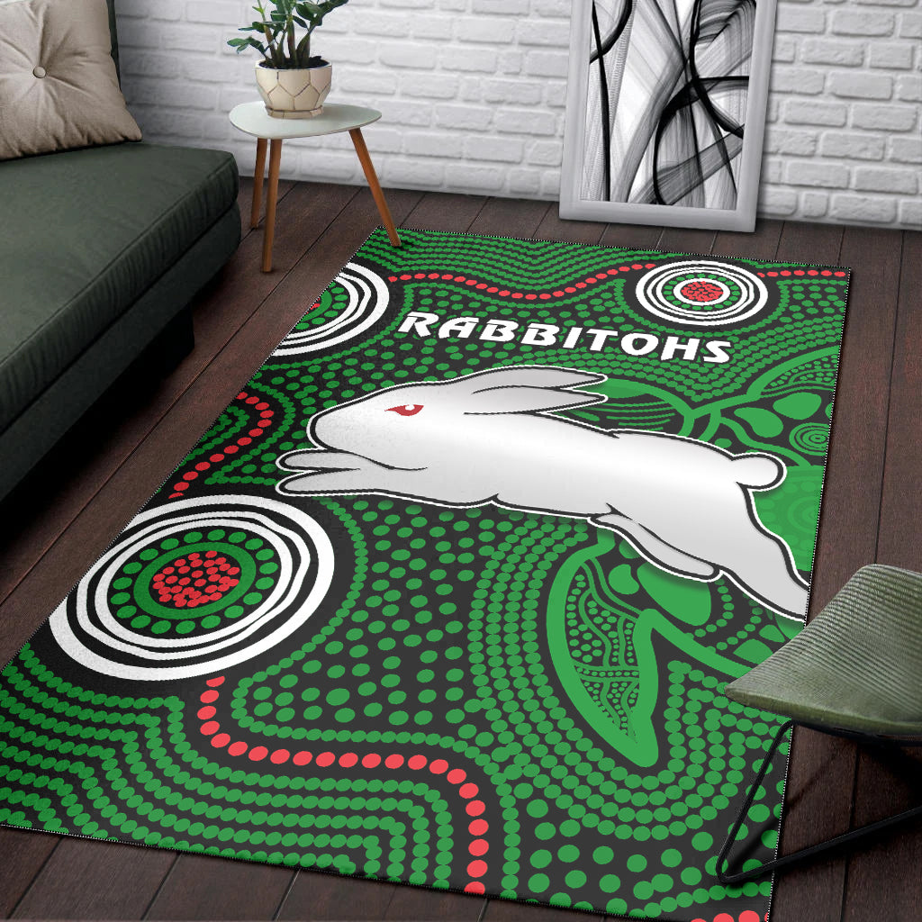 rabbitohs-indigenous-area-rug-simple-green