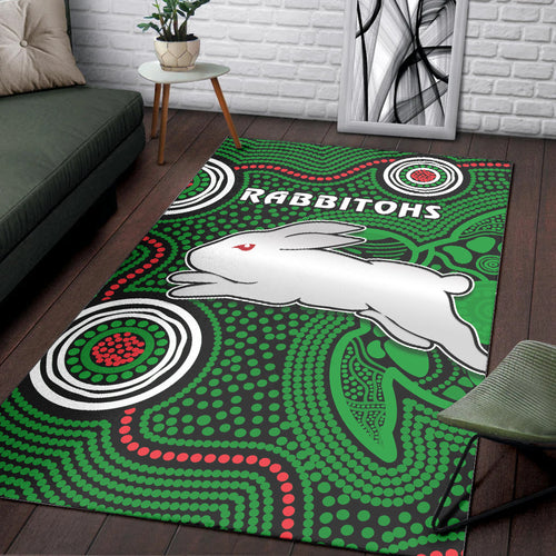rabbitohs-indigenous-area-rug-simple-green
