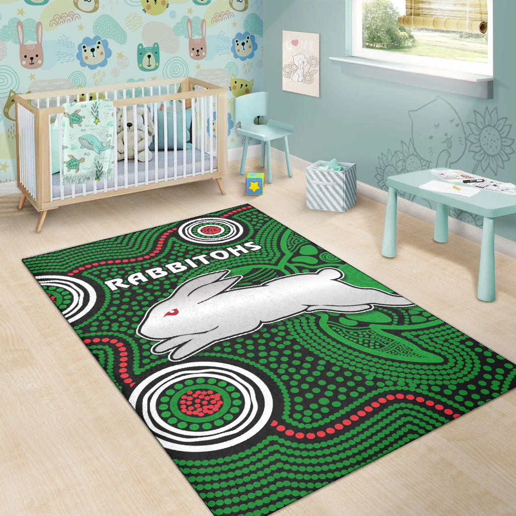 rabbitohs-indigenous-area-rug-simple-green