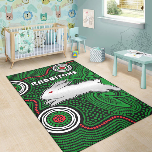 rabbitohs-indigenous-area-rug-simple-green