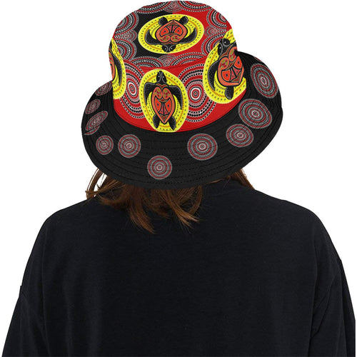 aboriginal-bucket-hat-turtle-footprint-circle-dot-painting