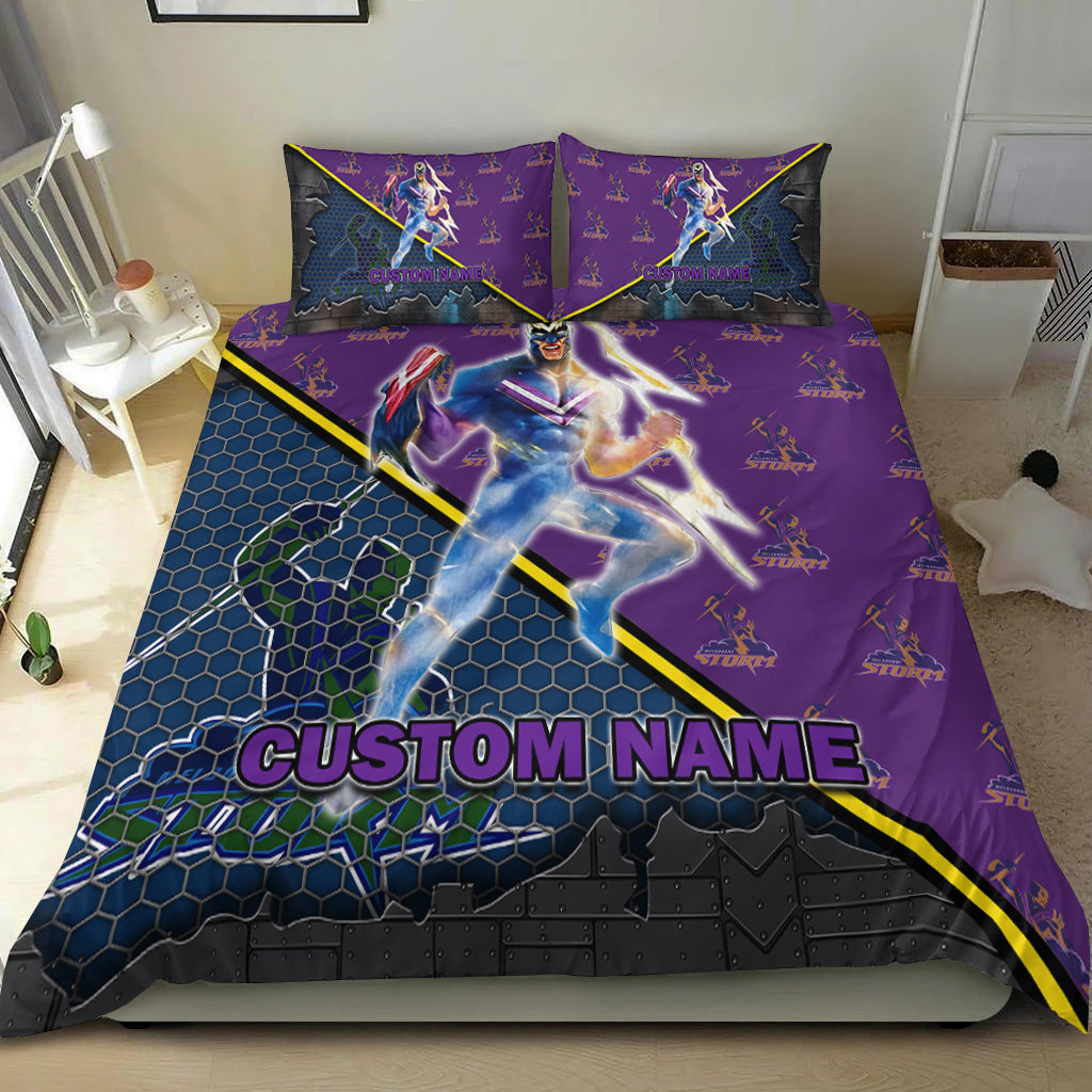 Personalized Melbourne Storm Edition Bedding Set- NRL Metal LT10