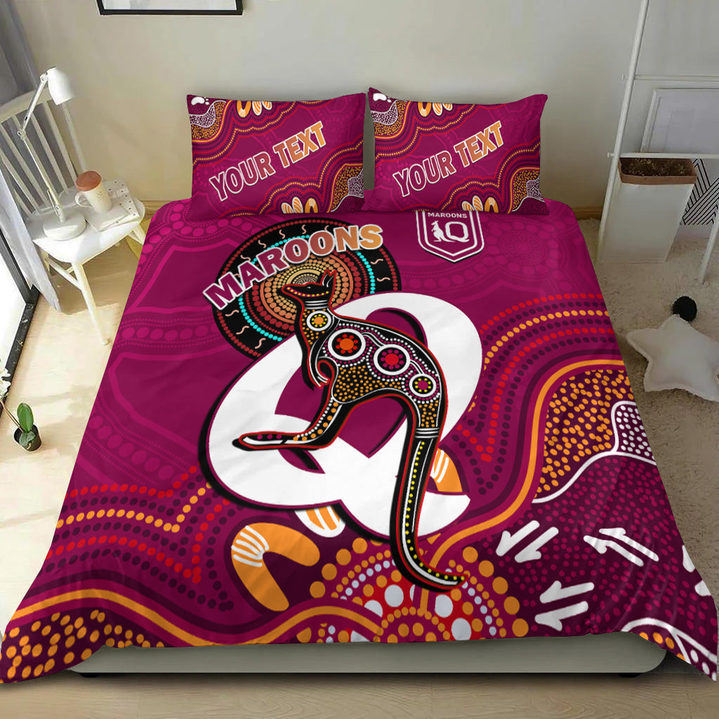 custom-personalised-maroons-rugby-bedding-set-queensland-kangaroo-aboriginal-dot-paintings