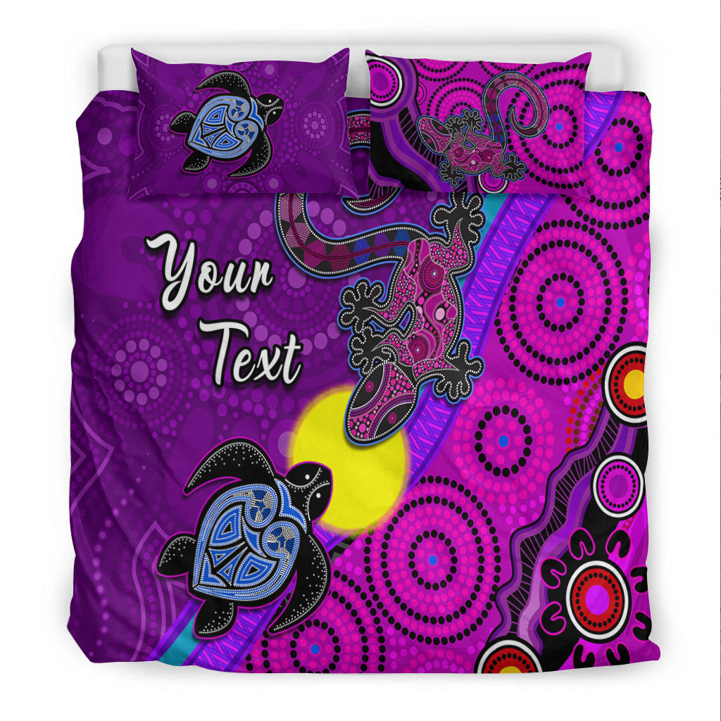 custom-personalised-australia-lizard-and-turtle-bedding-set-aboriginal-art-beautiful-life