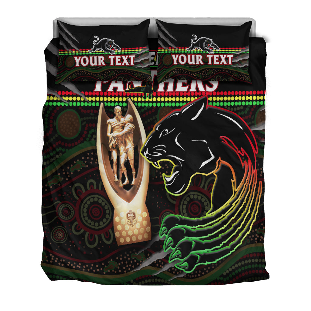 (Custom Personalised) Panthers Rugby Bedding Set The Riff 2022 Premiers Aboriginal Art LT14
