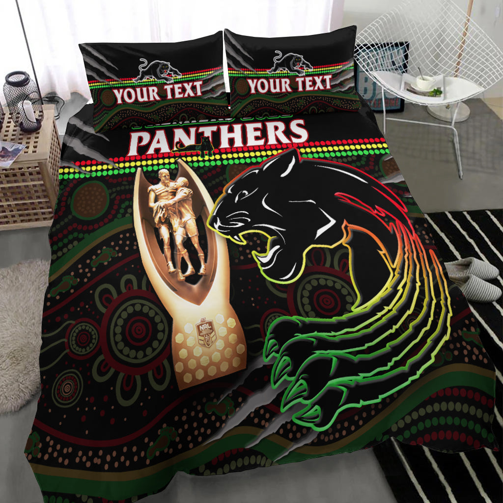 (Custom Personalised) Panthers Rugby Bedding Set The Riff 2022 Premiers Aboriginal Art LT14