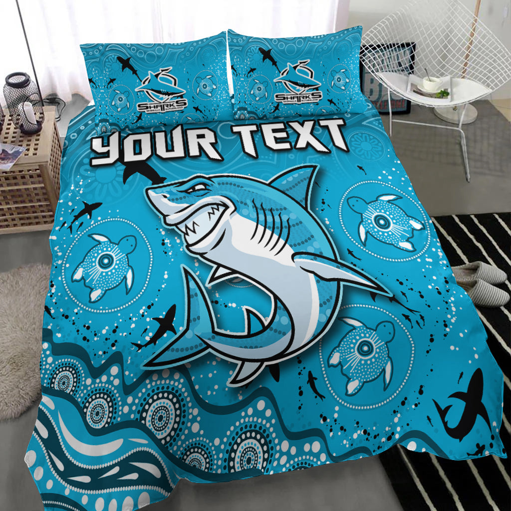 custom-personalised-sharks-rugby-bedding-set-go-sharkies-aboriginal-special-version