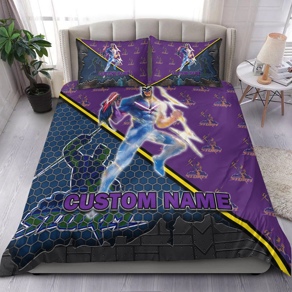 Personalized Melbourne Storm Edition Bedding Set- NRL Metal LT10